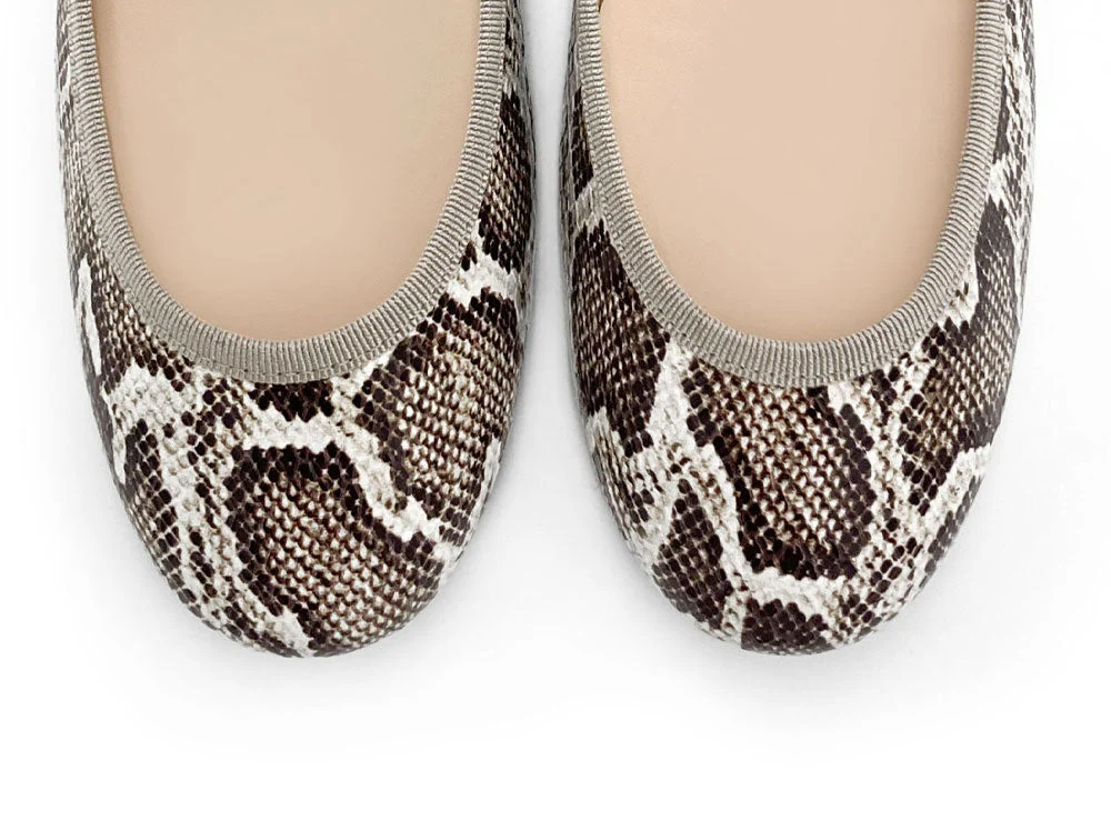 Animal print python-effect leather ballet flats - Image 6