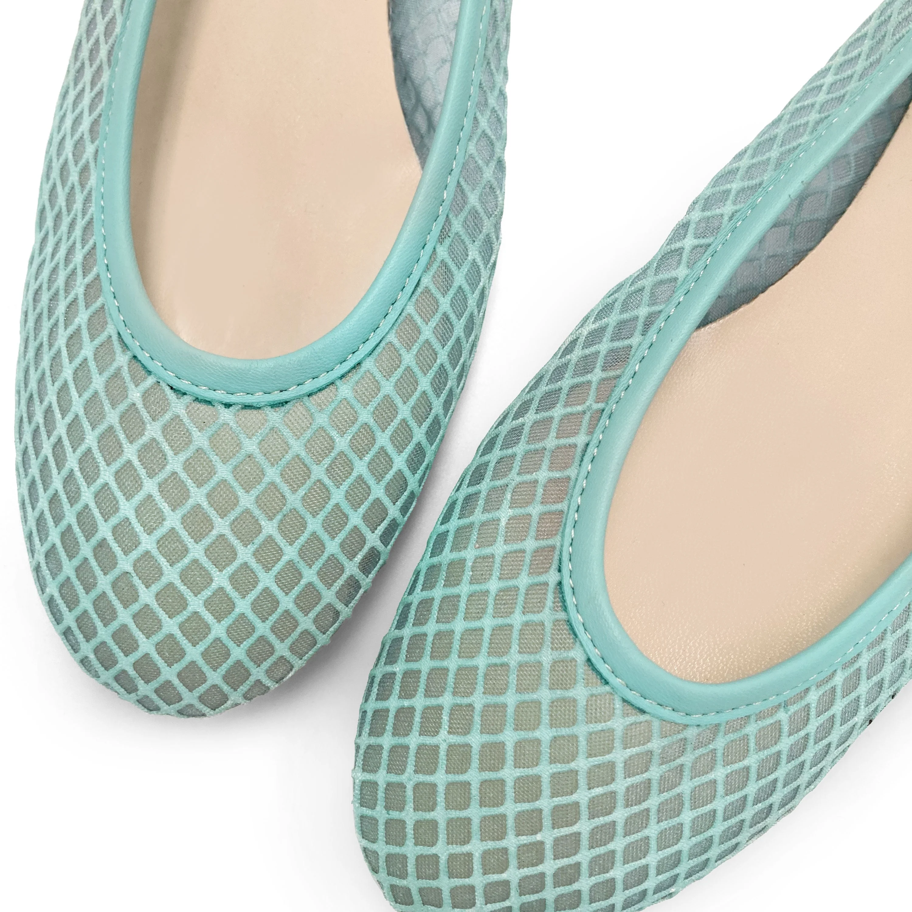 Aqua transparent mesh ballet flats in eco recycled fabric - Image 4