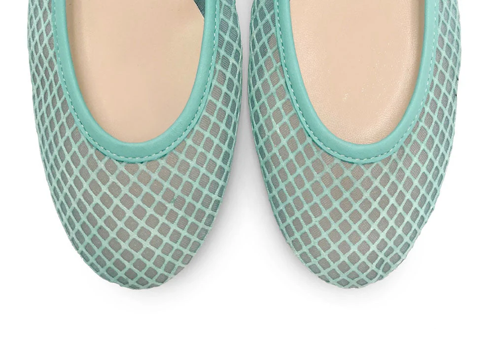 Aqua transparent mesh ballet flats in eco recycled fabric - Image 5
