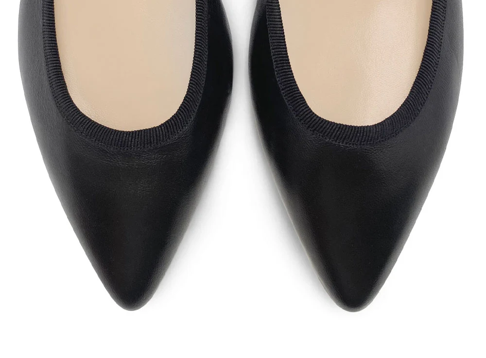 Pointed toe black leather ballet flats - Image 6