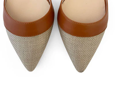Beige jute d'Orsay ballet flats with brick leather details - Image 5
