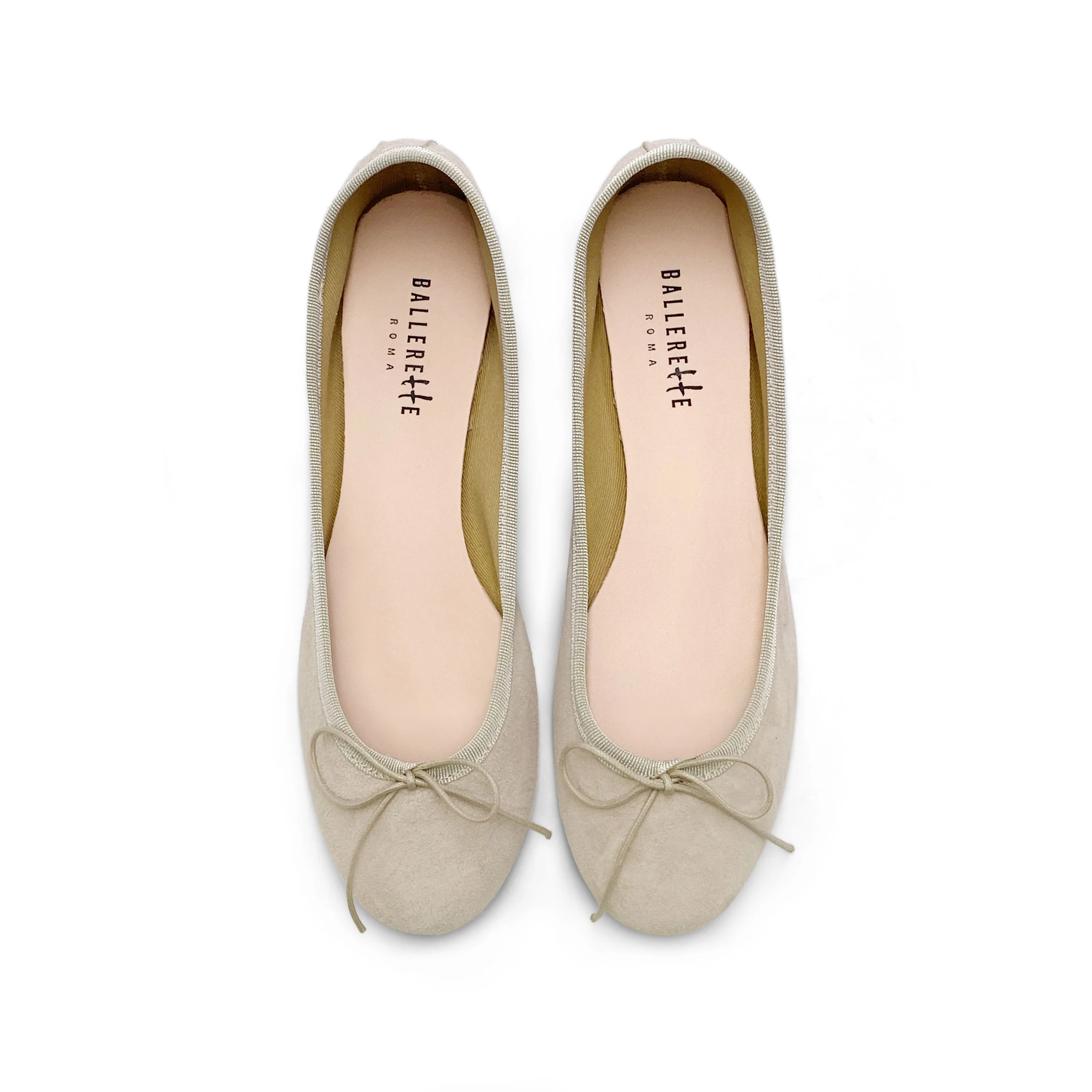 Beige suede ballet flats