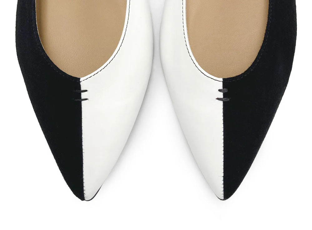 Bicolor pointed toe ballet flats black and white - Image 6