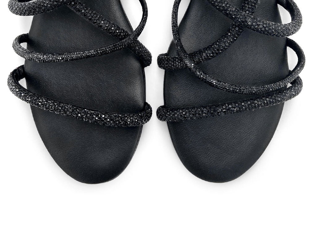 Black cage jeweled sandals with rhinestones - Image 5