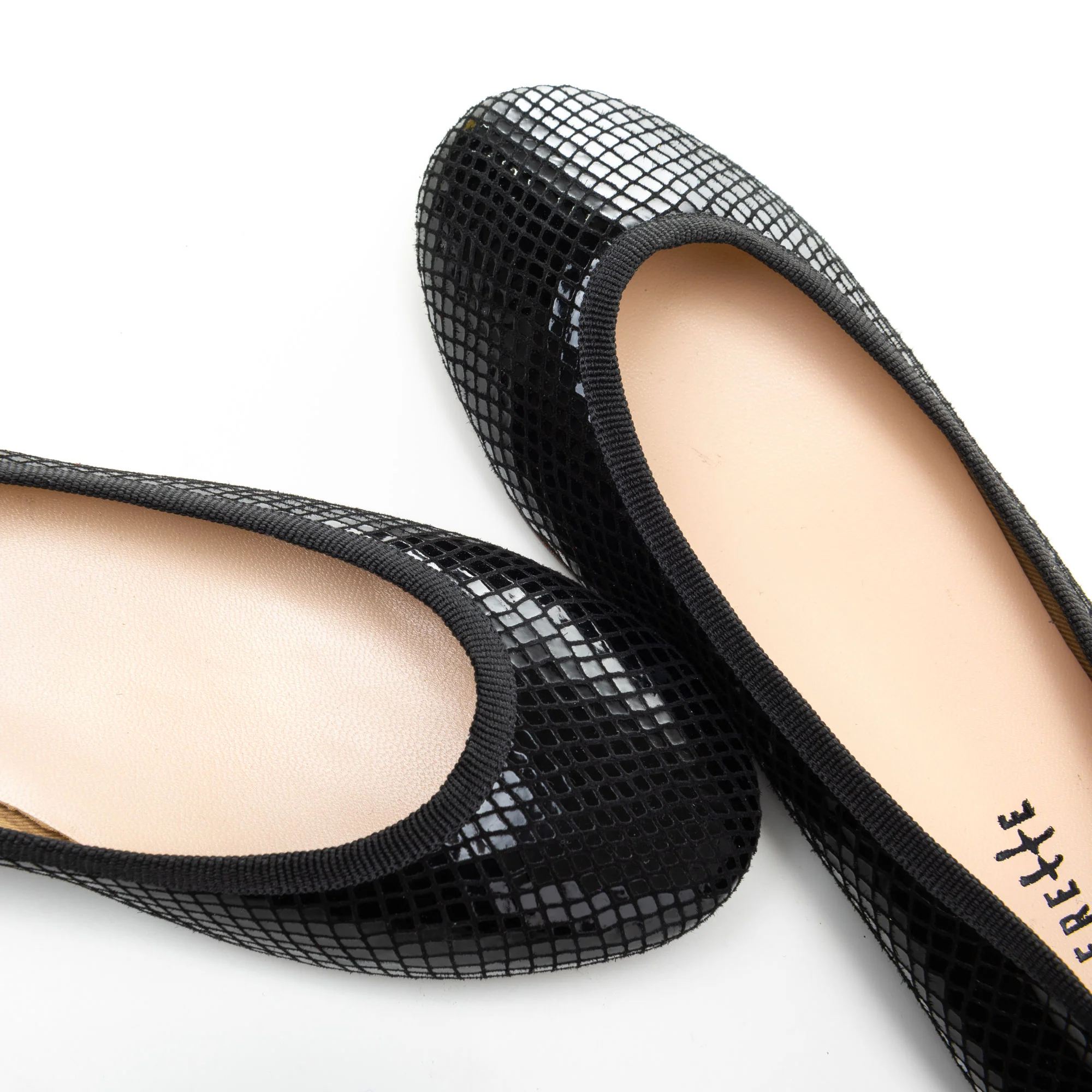Black laminated suede ballet flats - Image 3