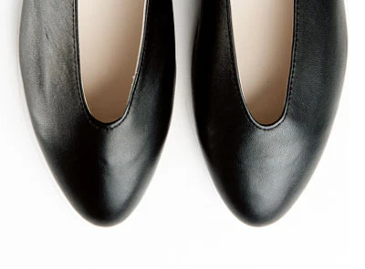 Black leather high vamp flats - Image 6