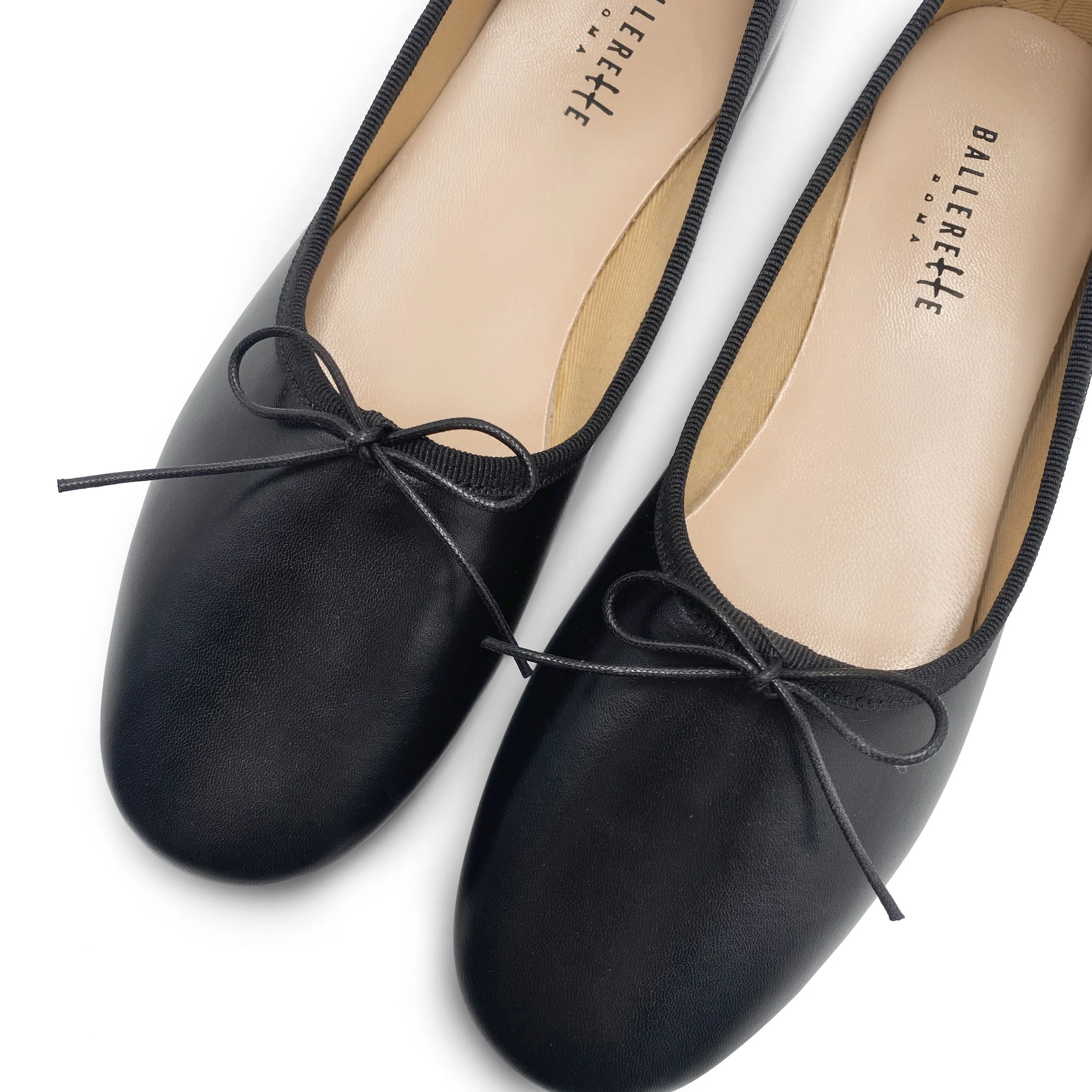Black leather high-vamp "glove shoes" ballet flats - Image 3
