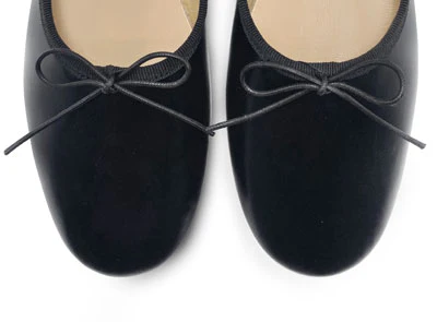 Black leather high-vamp "glove shoes" ballet flats - Image 5