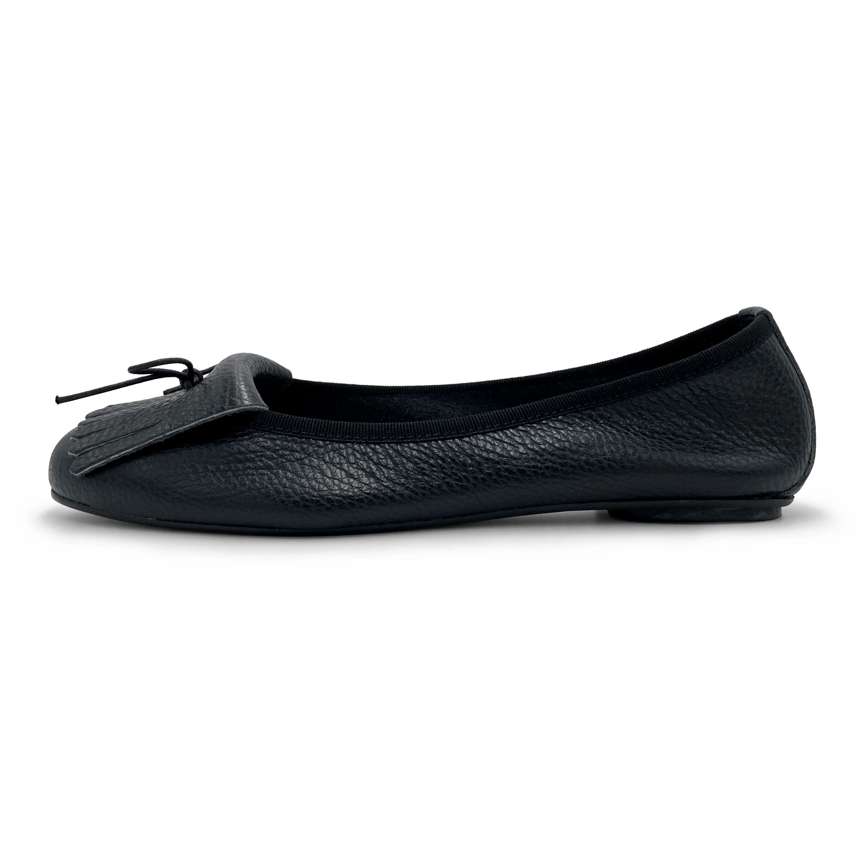 Black leather moccasins with fringe tassel - Image 4