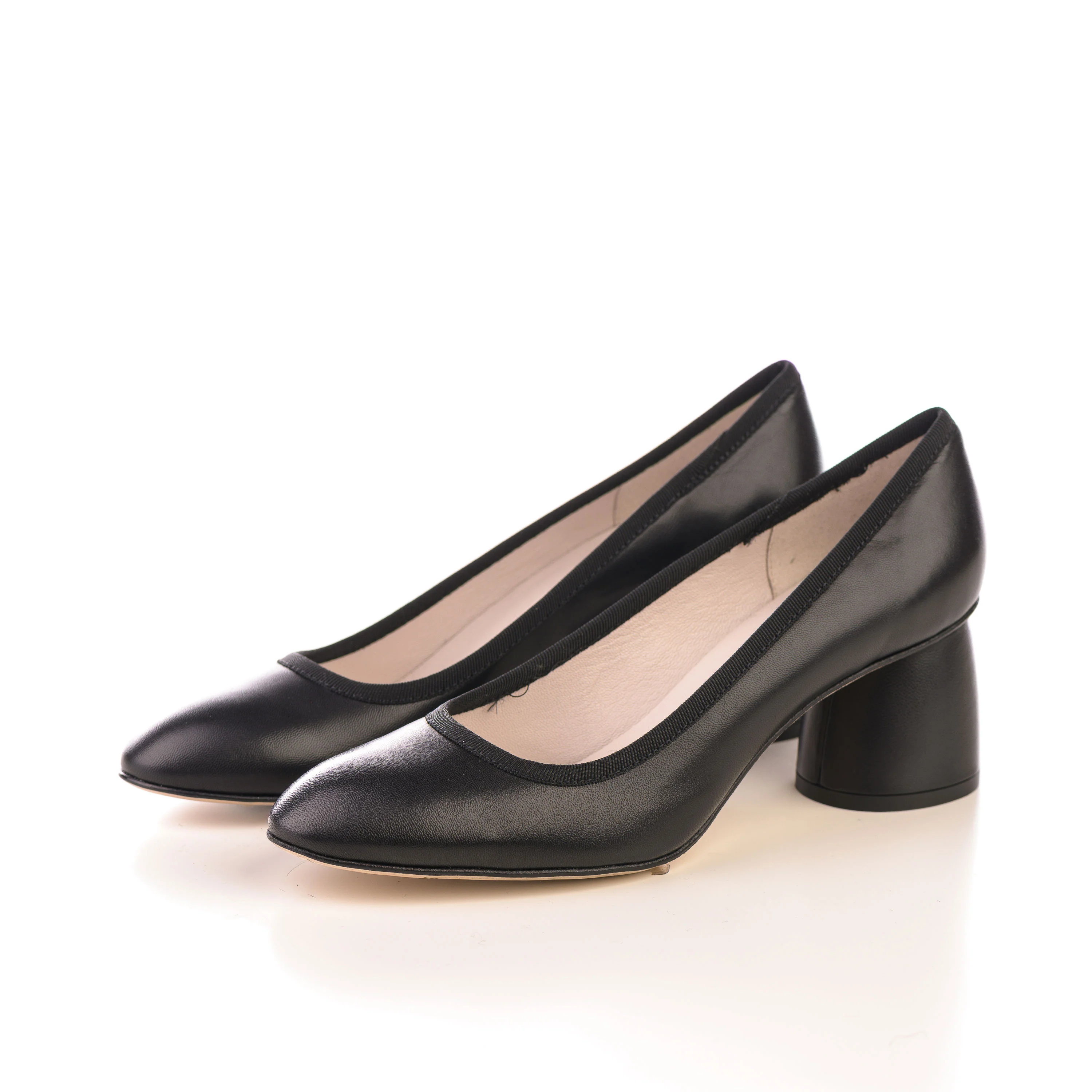 Black leather pump ballet flats with high heel - Image 2