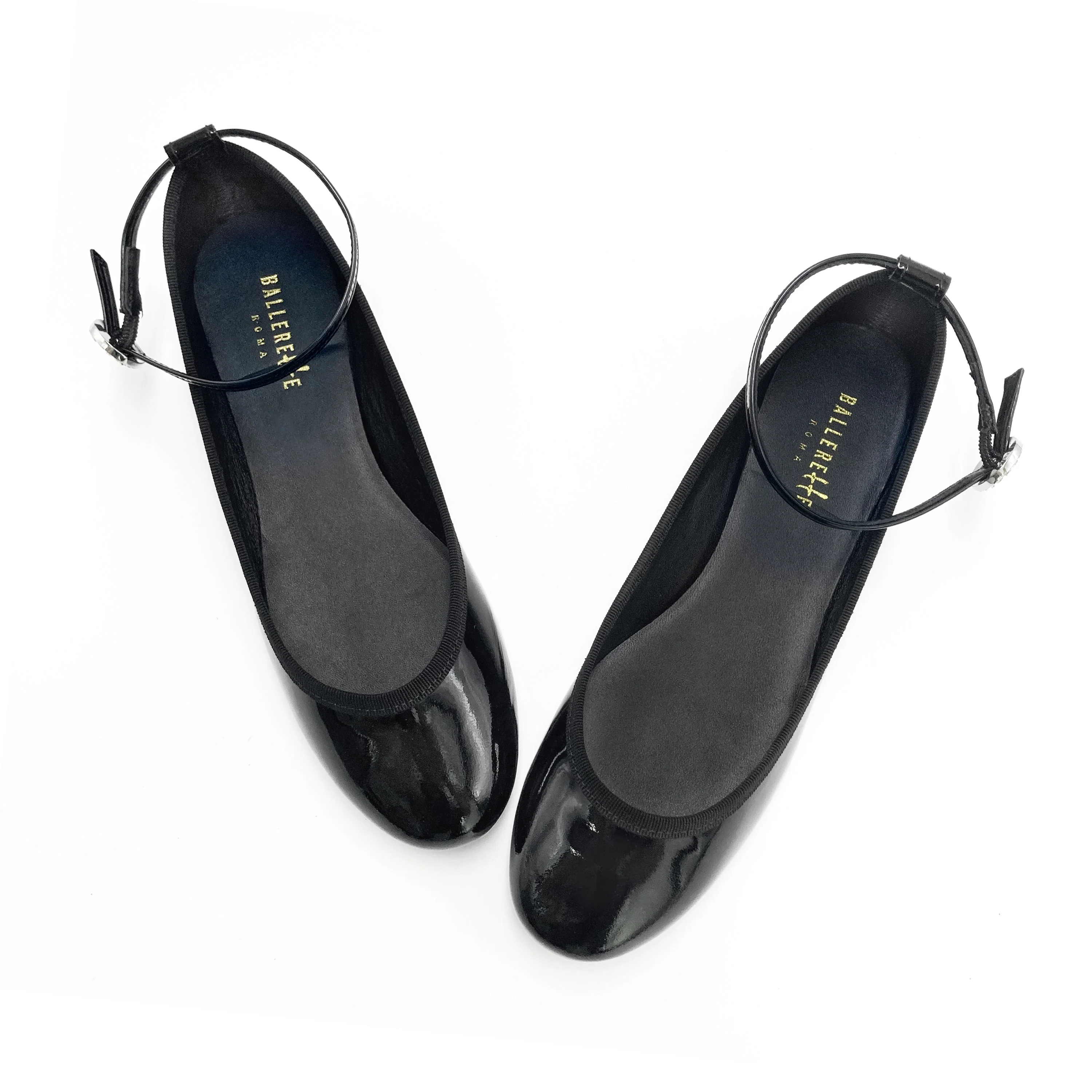 Black patent leather ballet flats with jewelled strap - Image 2