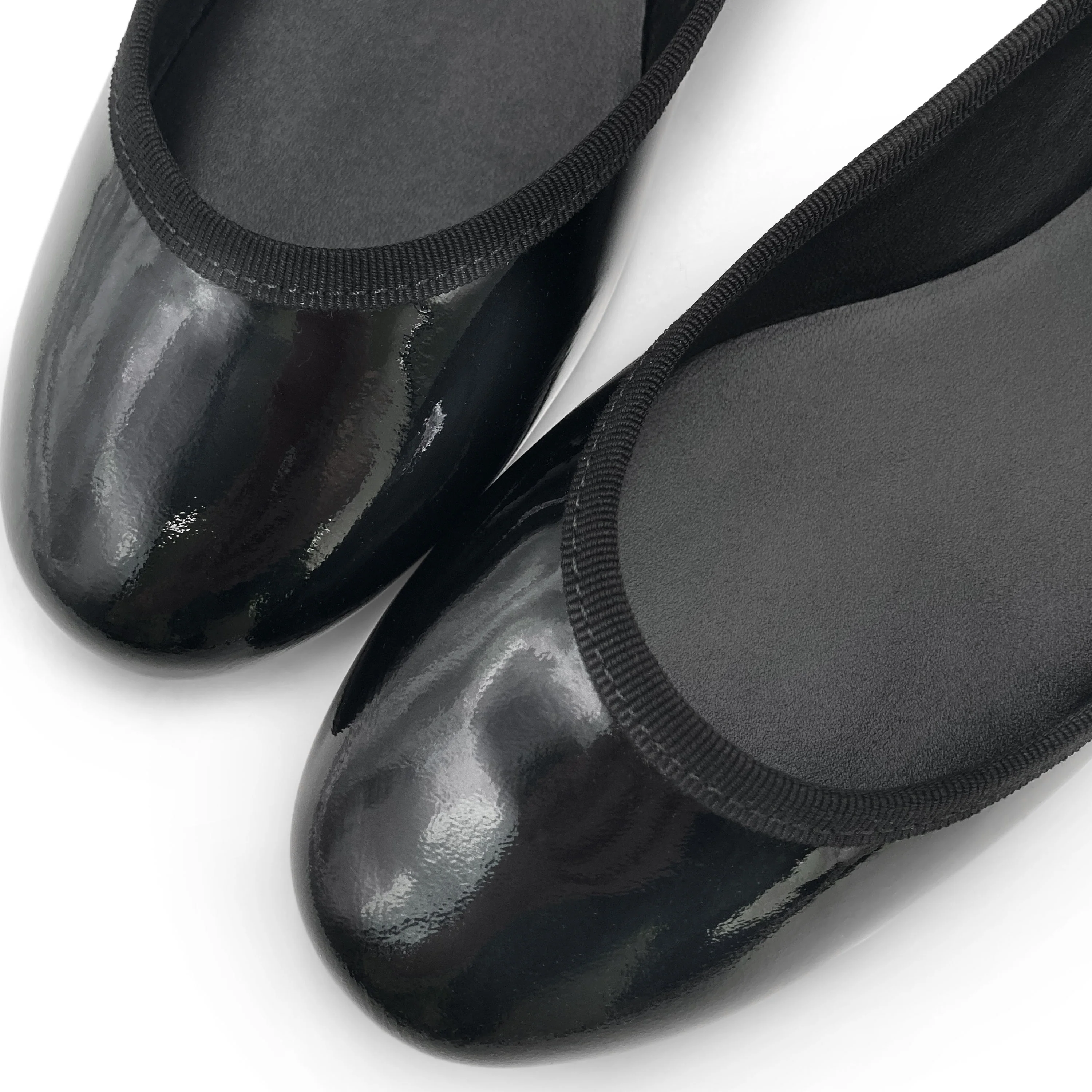 Black patent leather ballet flats with jewelled strap - Image 5