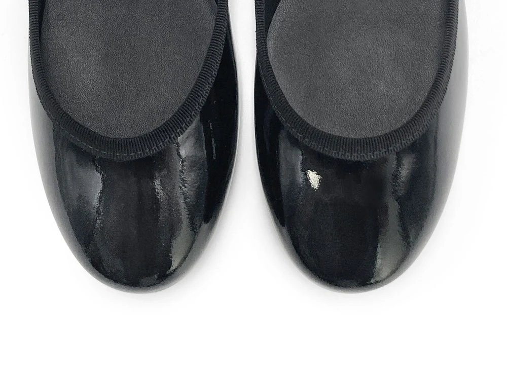 Black patent leather ballet flats with jewelled strap - Image 6