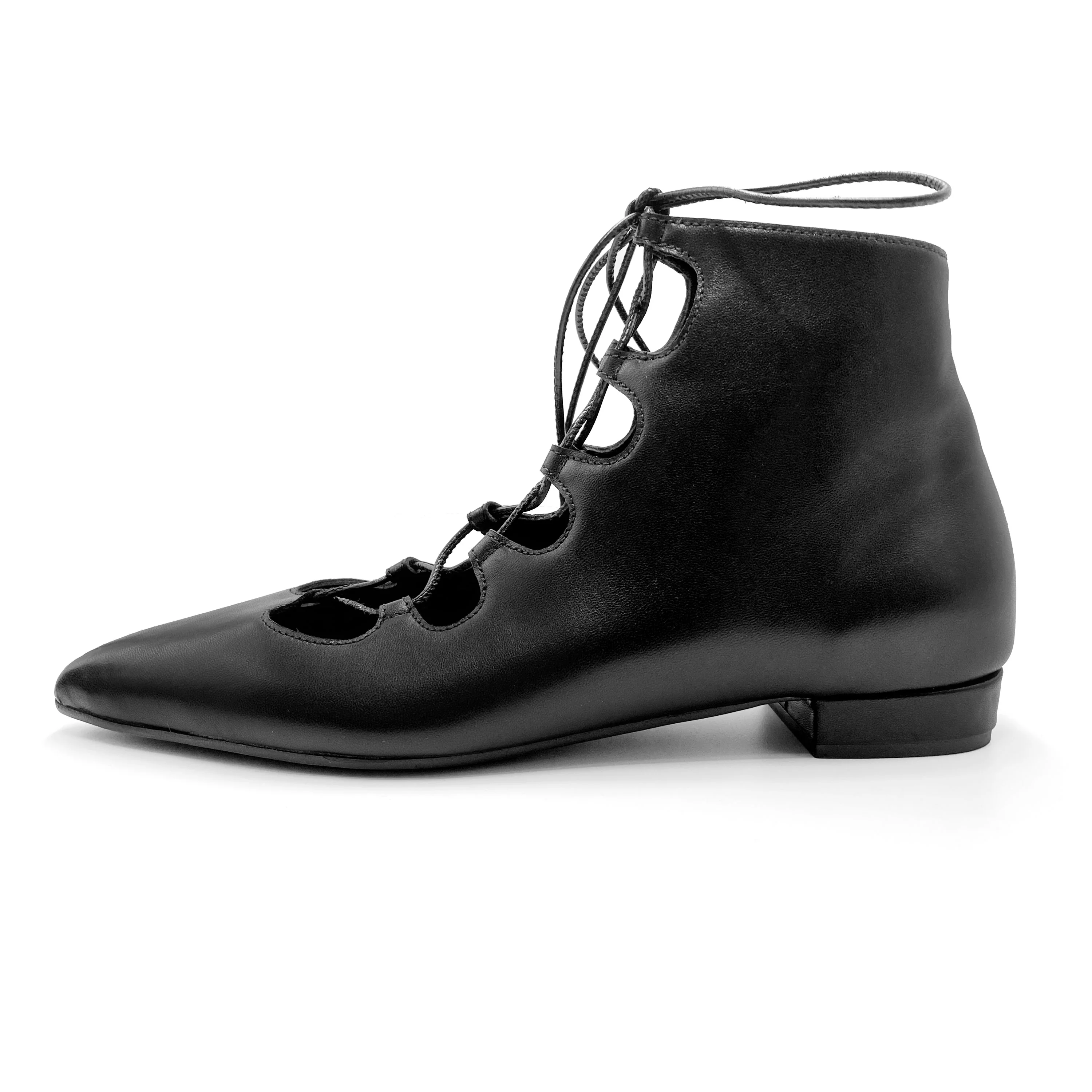 Black pointed ankle boots with laces - Image 4