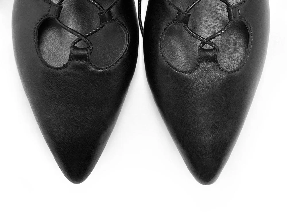 Black pointed ankle boots with laces - Image 6