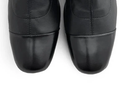 Black stretch ankle socks boots with black leather toe - Image 6