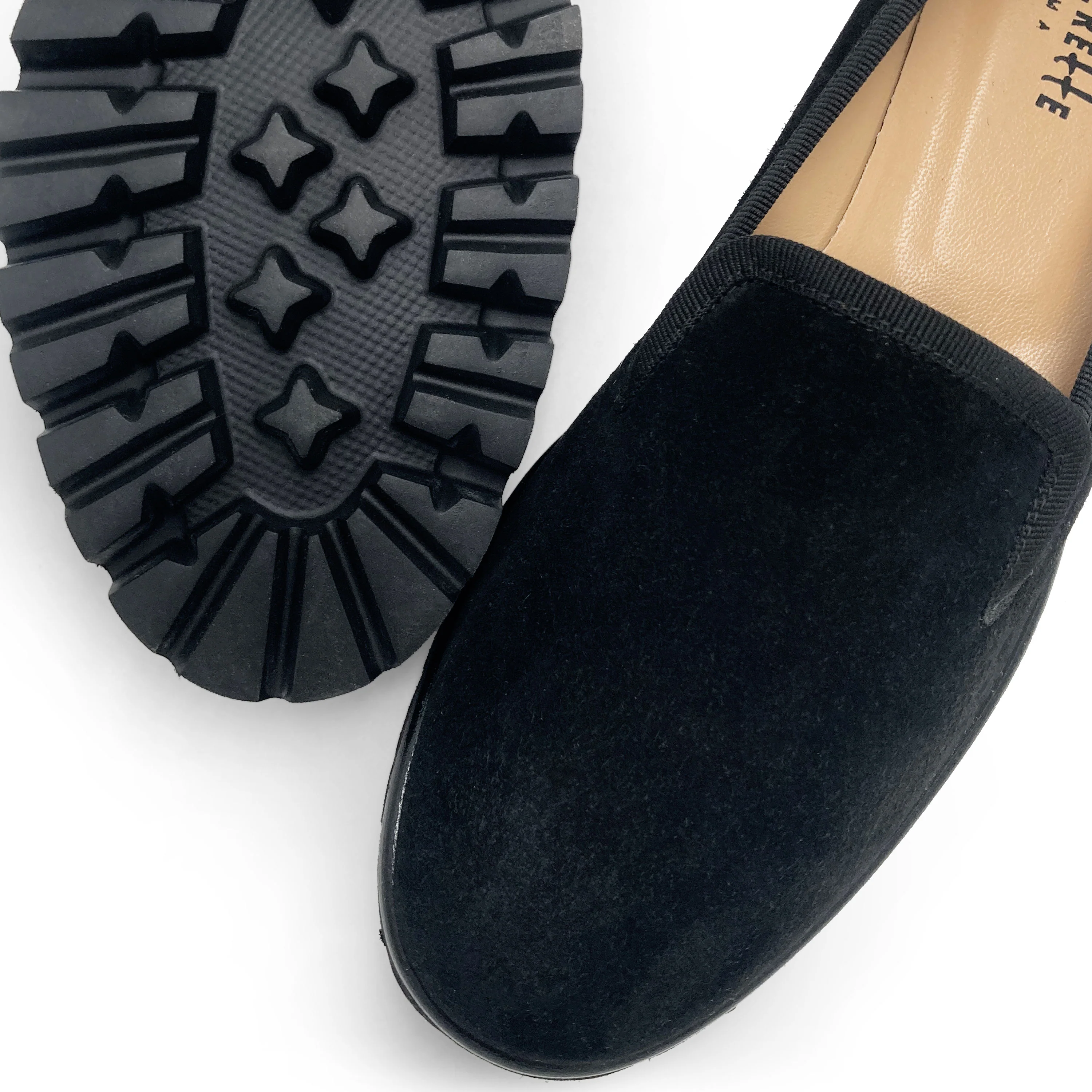 Black suede platform women moccasins - Image 5