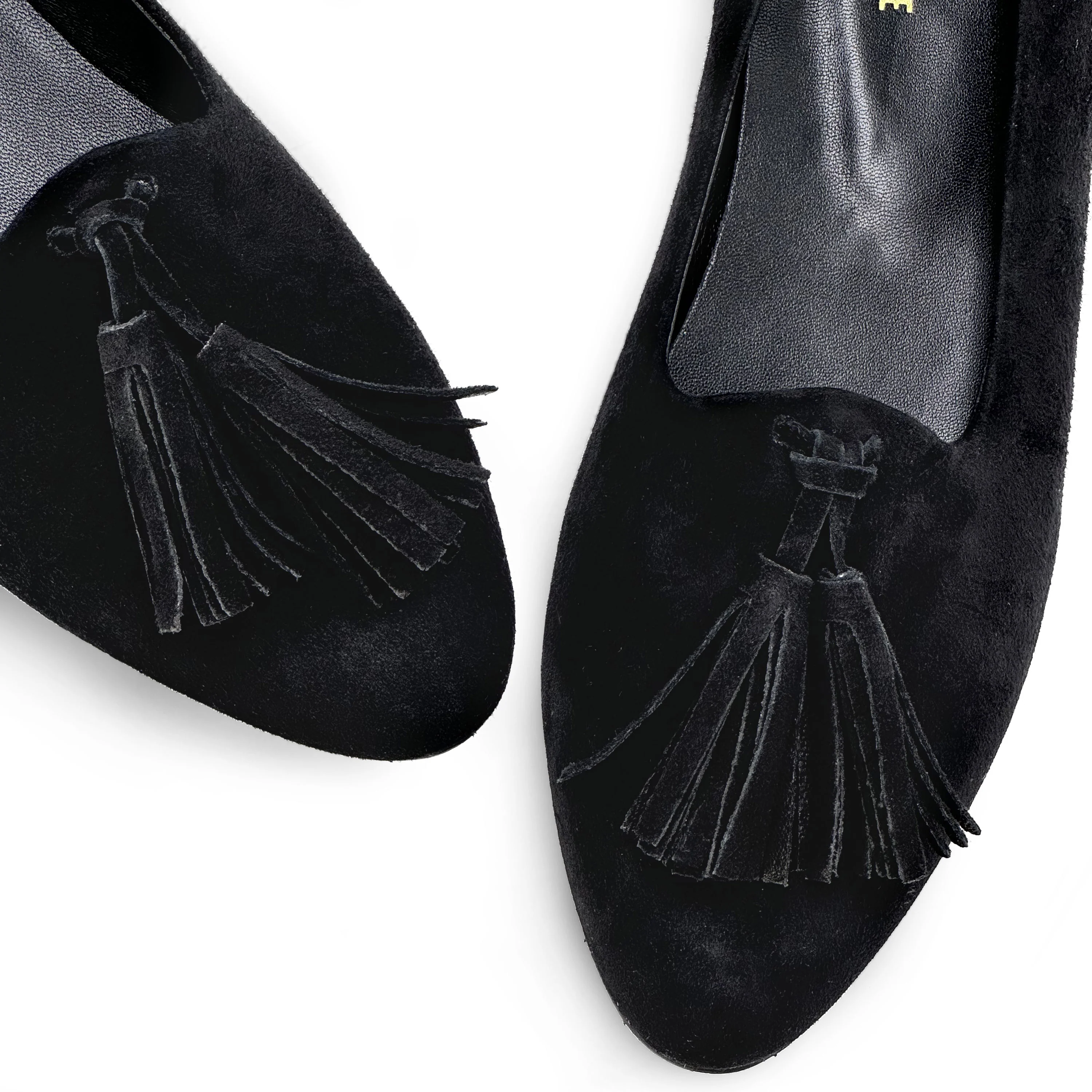 Black suede women moccasins with tassels - Image 3