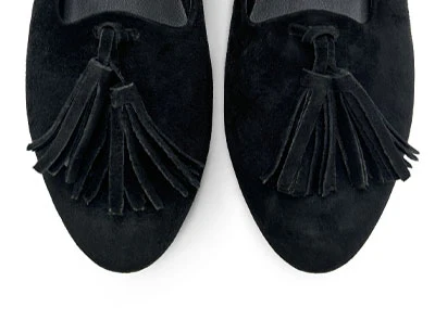 Black suede women moccasins with tassels - Image 5