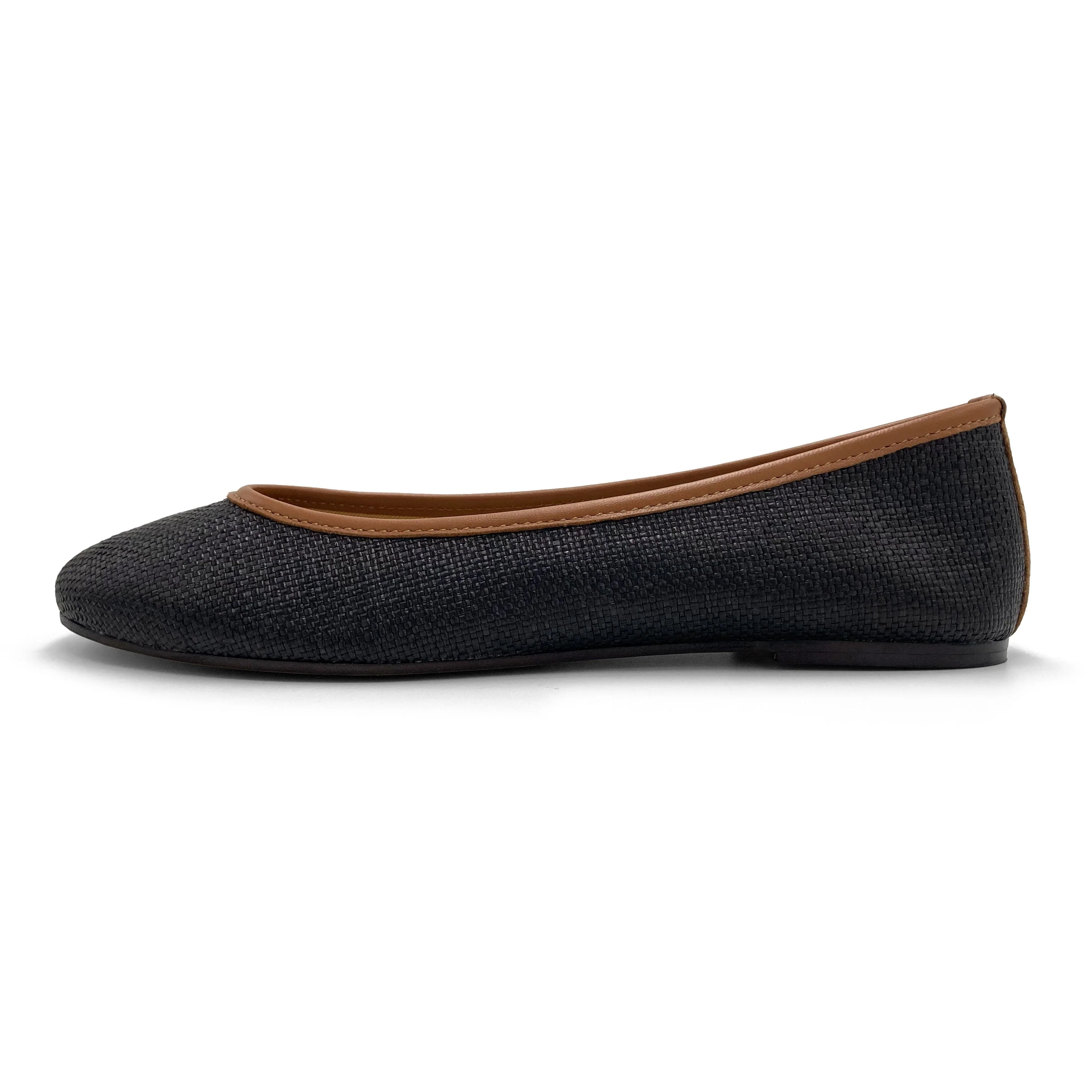 Black summer raffia ballet flats - Image 4