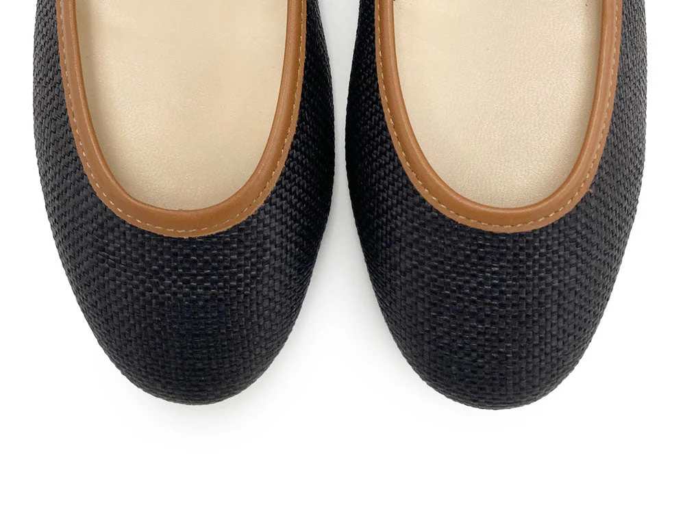 Black summer raffia ballet flats - Image 5