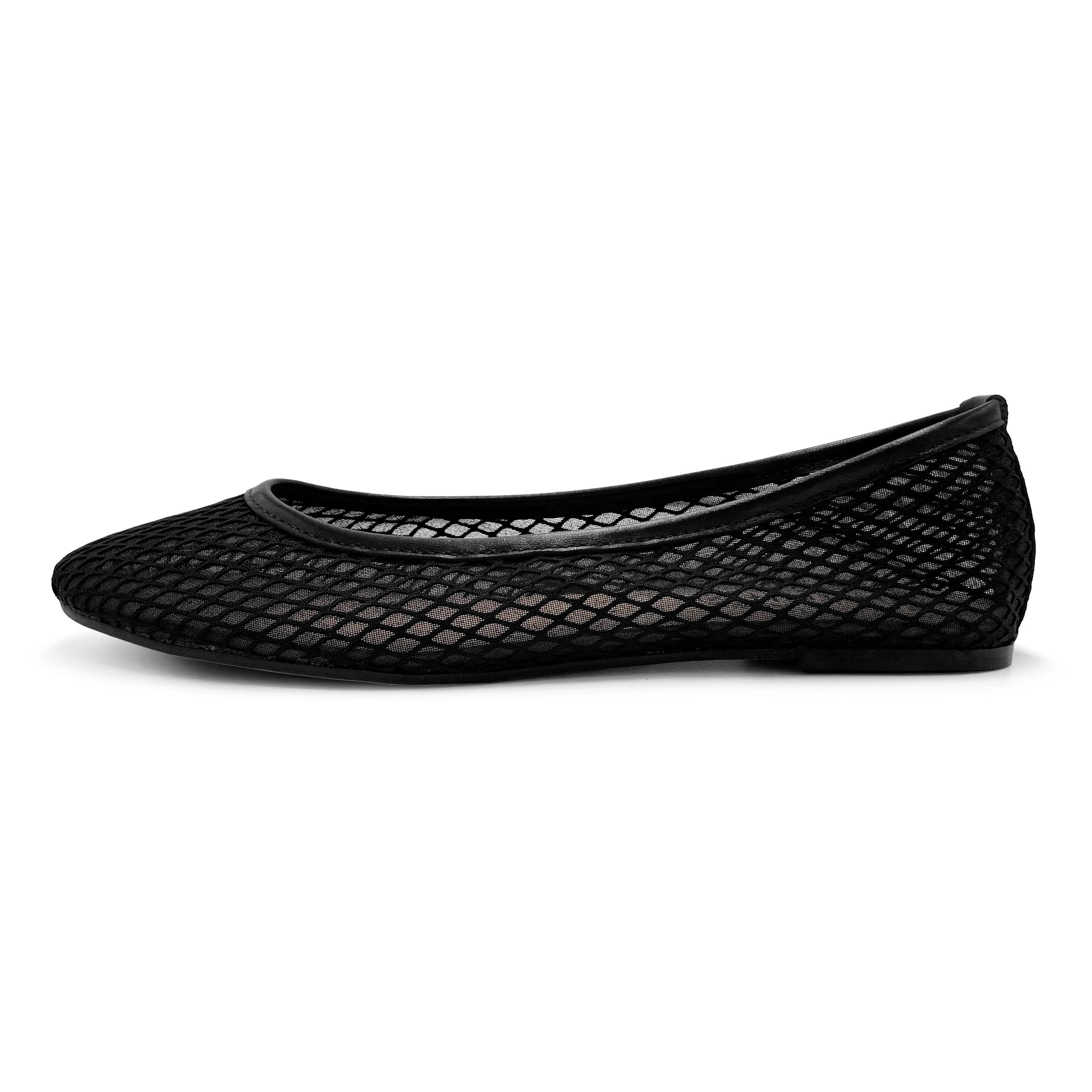 Black transparent mesh ballet flats in eco recycled fabric - Image 4