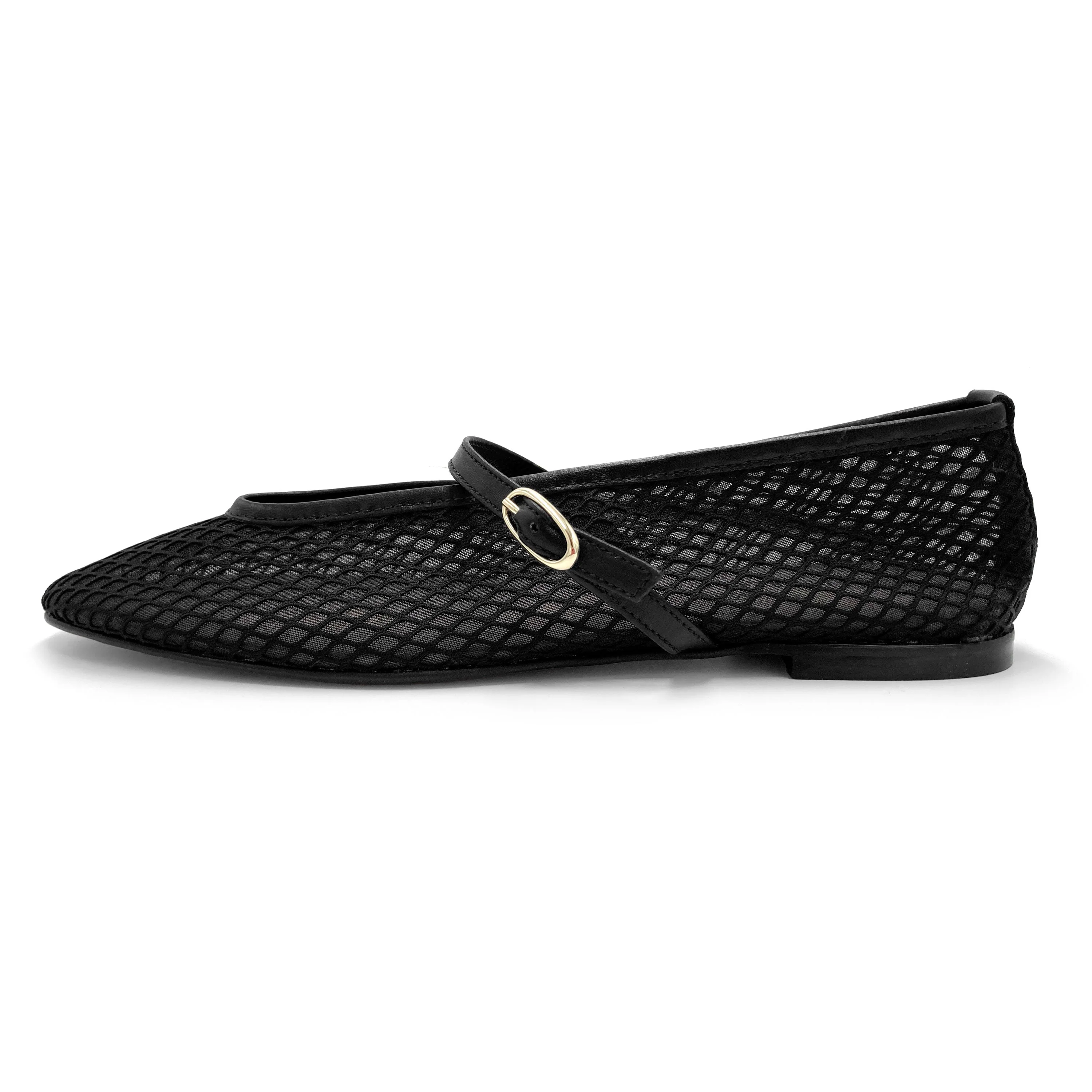 TT GO GREEN Collection - Black transparent mesh ballet flats in eco recycled fabric - Image 4