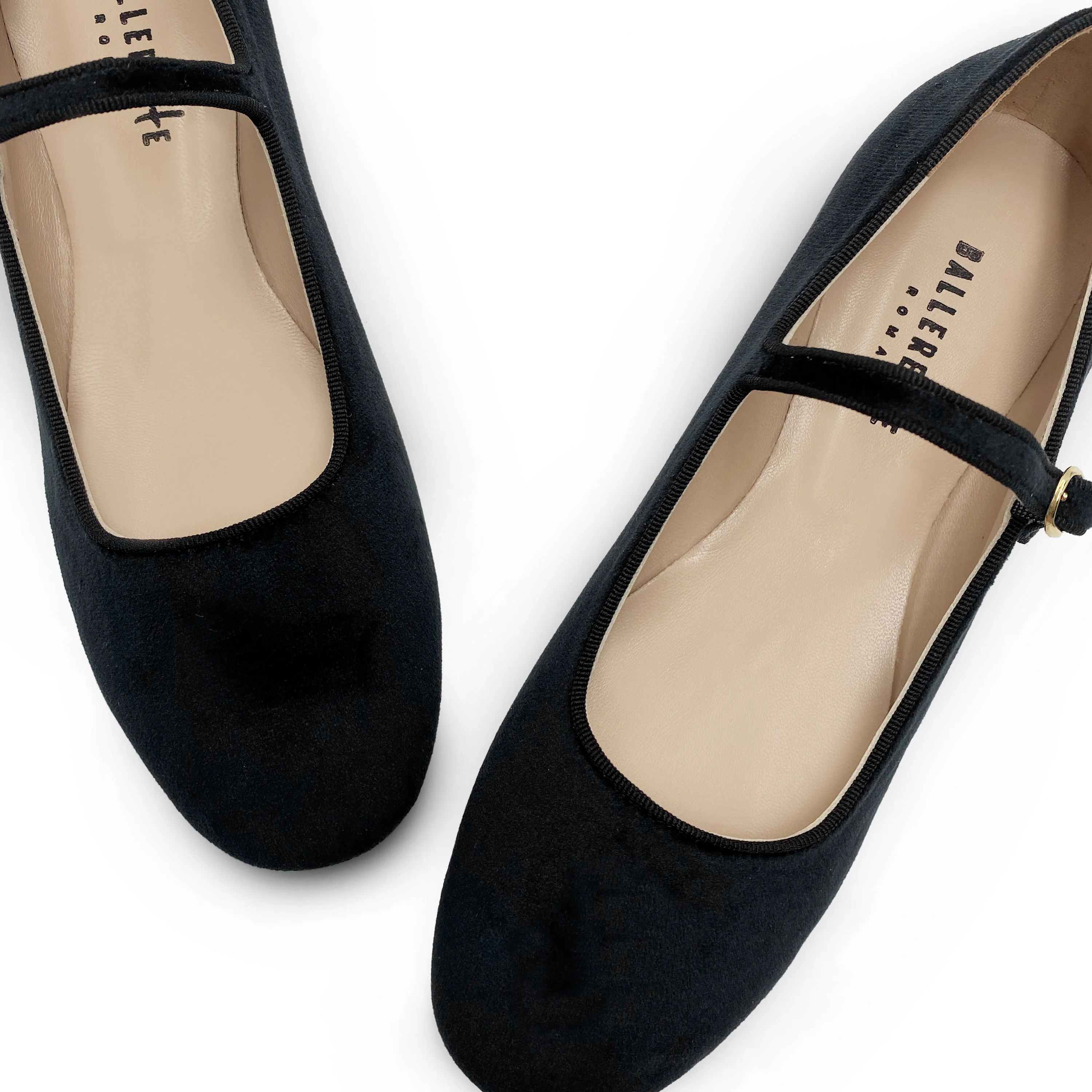 Black velvet ballerinas with strap - Image 3