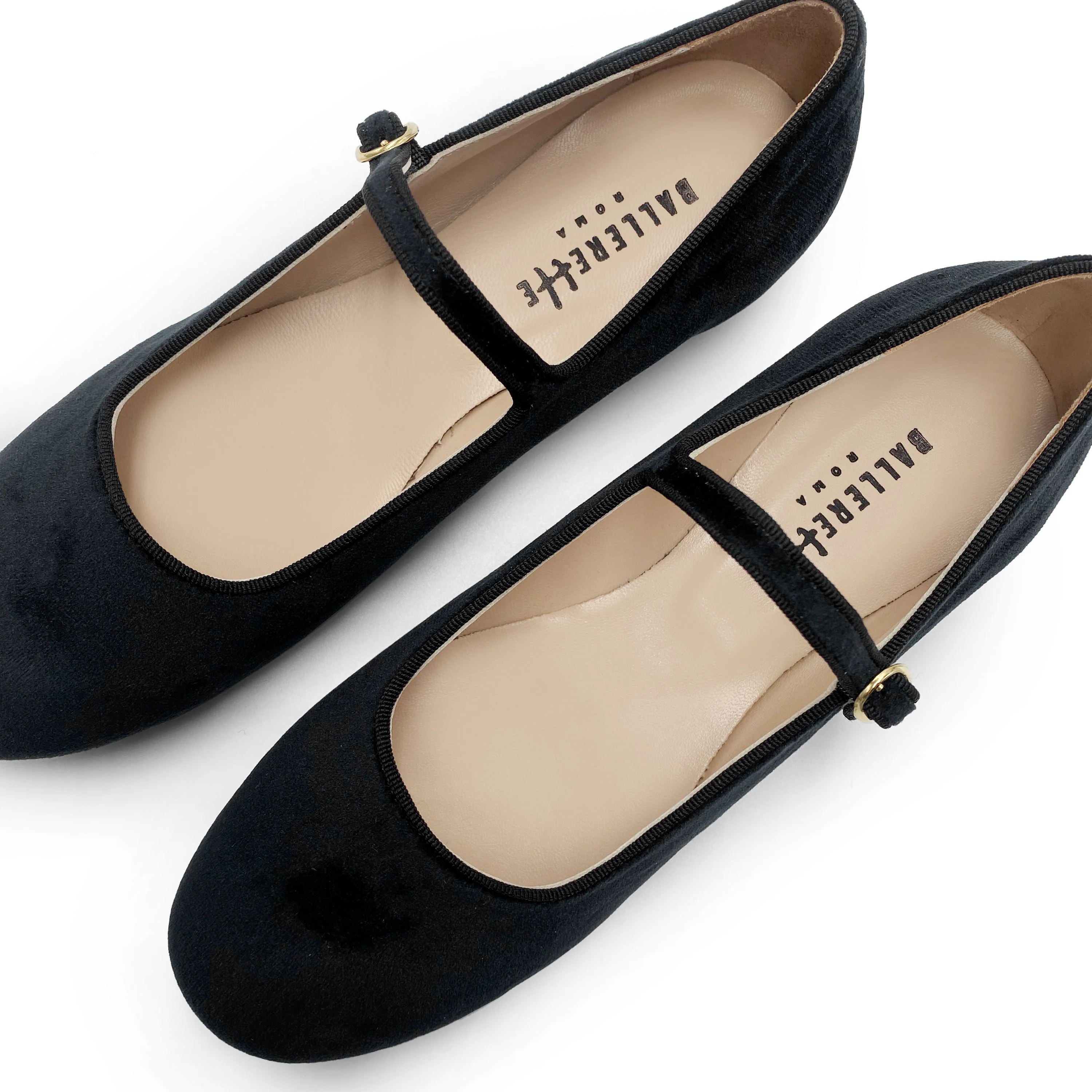 Black velvet ballerinas with strap - Image 4