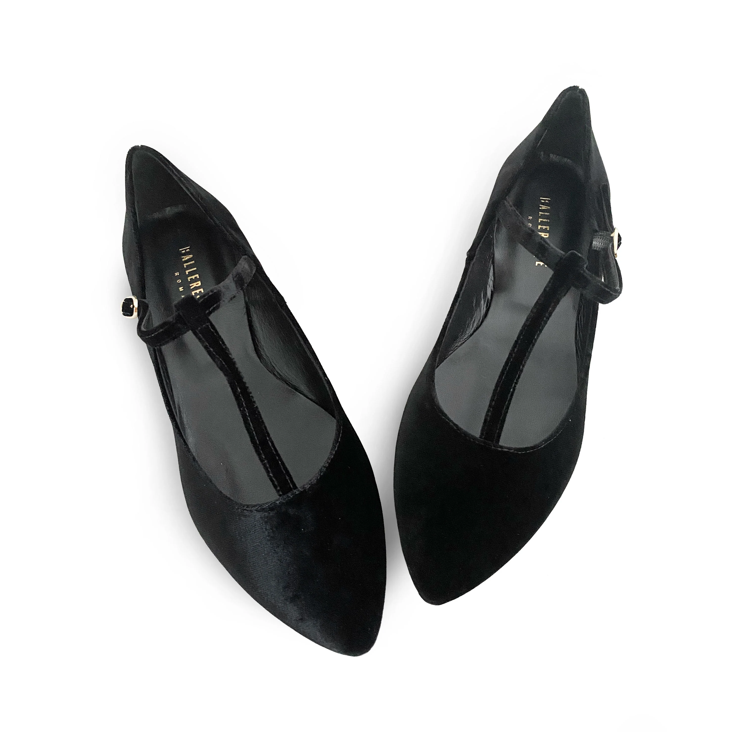 Black velvet T-bar ballet flats - Image 2