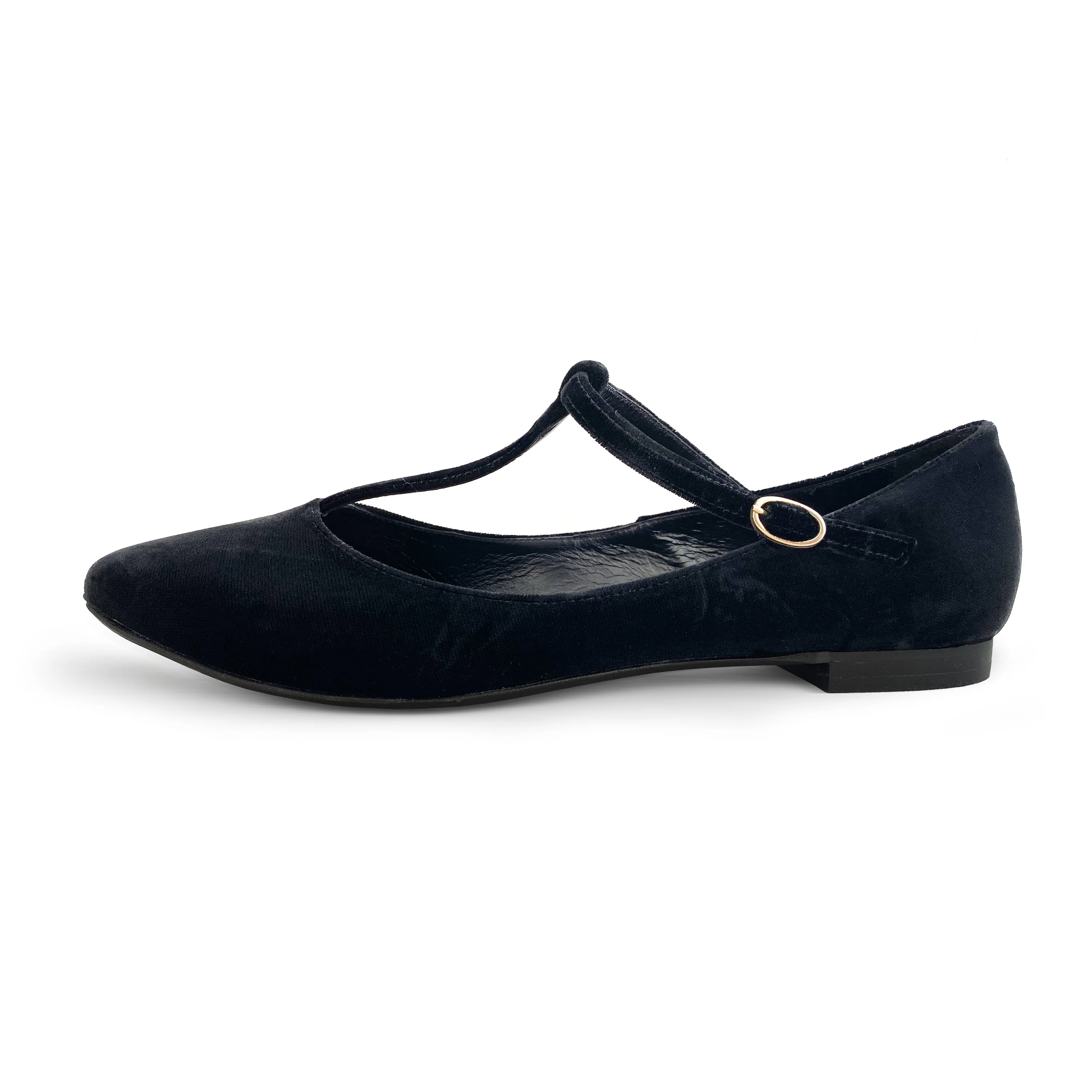 Black velvet T-bar ballet flats - Image 5