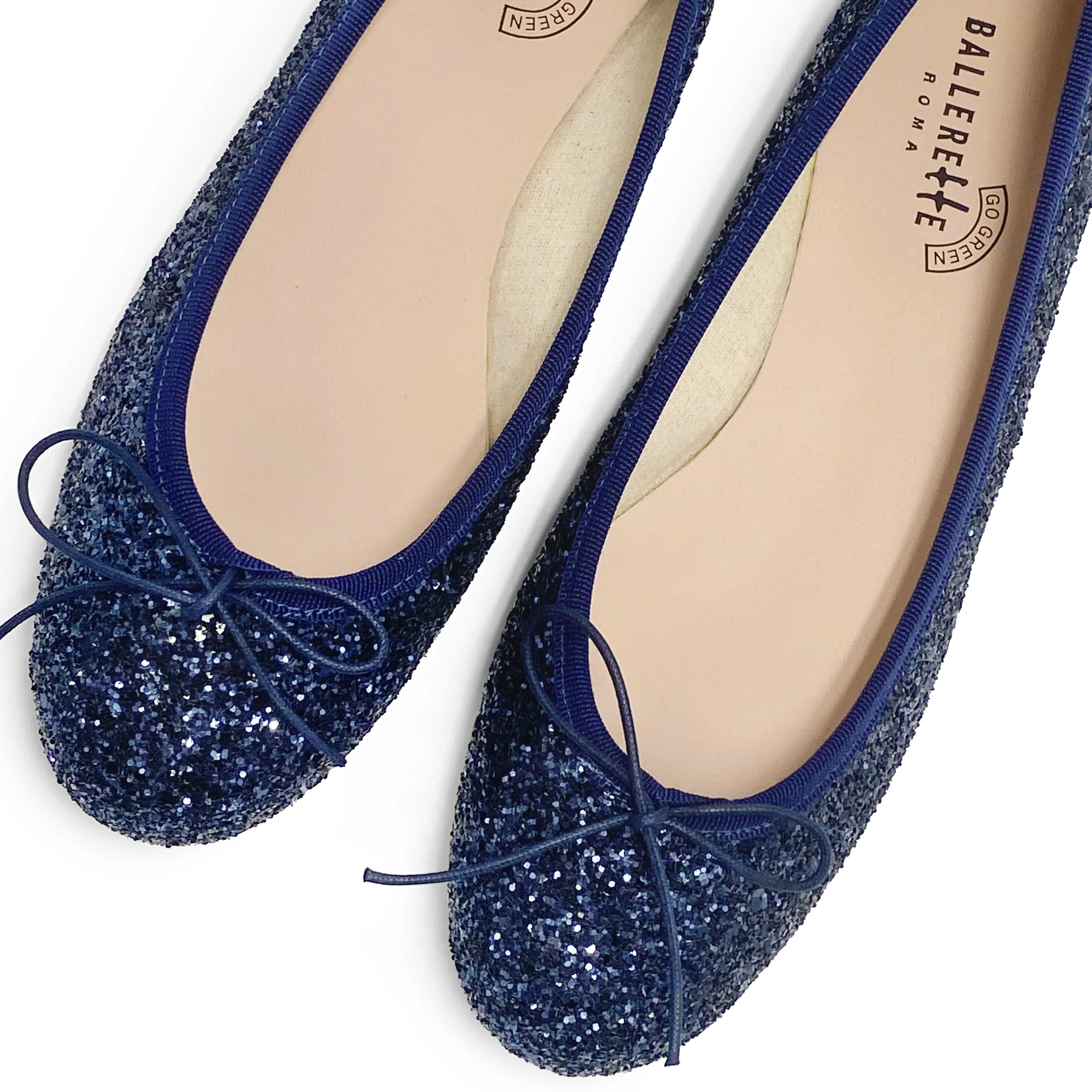 TT GO GREEN Collection - Blue glitter ballet flats in ECO fabric - Image 3