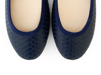 Blue leather ballet flats, snakeskin effect - Image 5