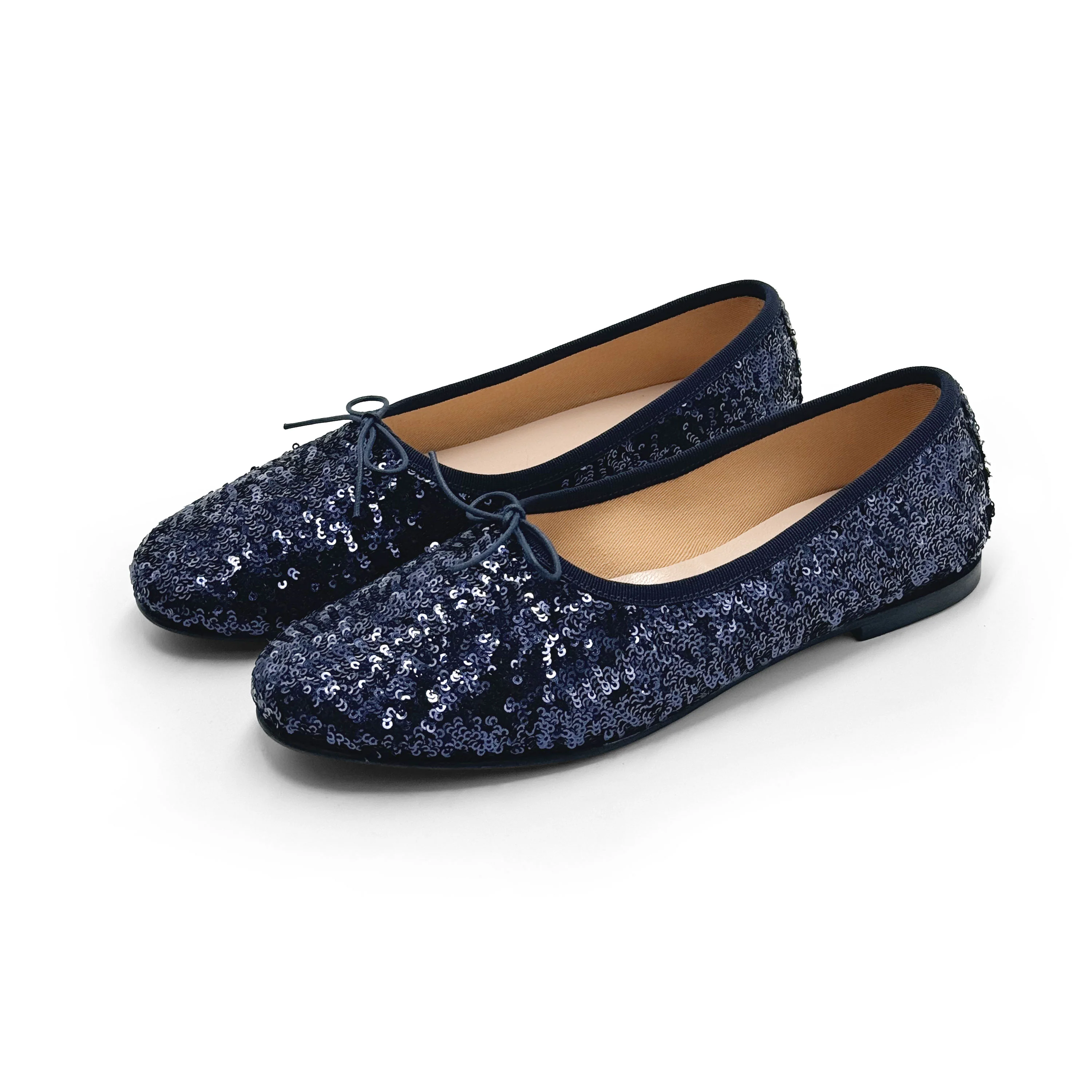 Blue sequin high-vamp ballet flats - Image 4