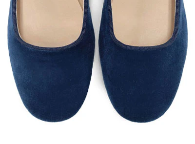 Blue velvet ballerinas with strap - Image 5
