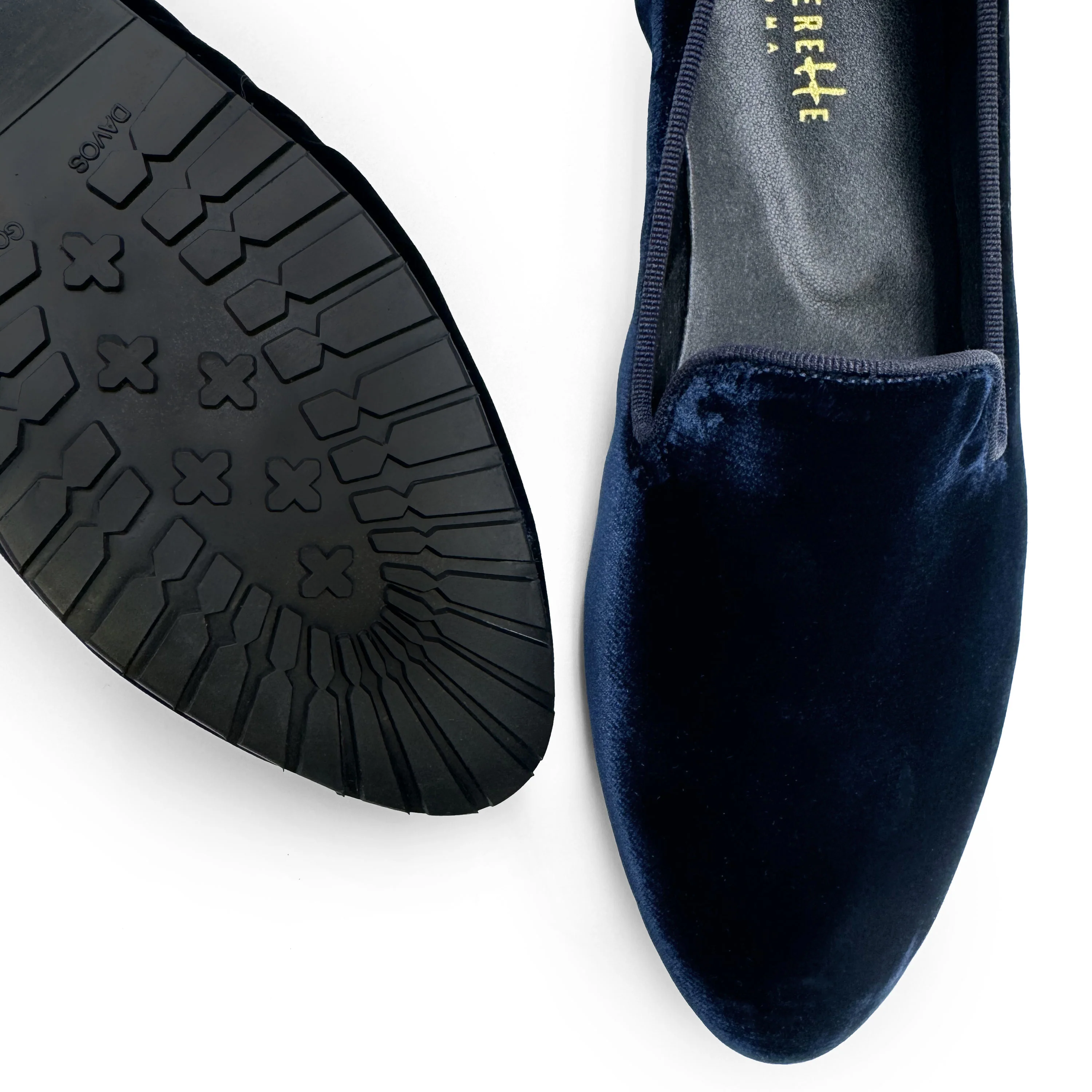Blue velvet women's loafers - Image 4