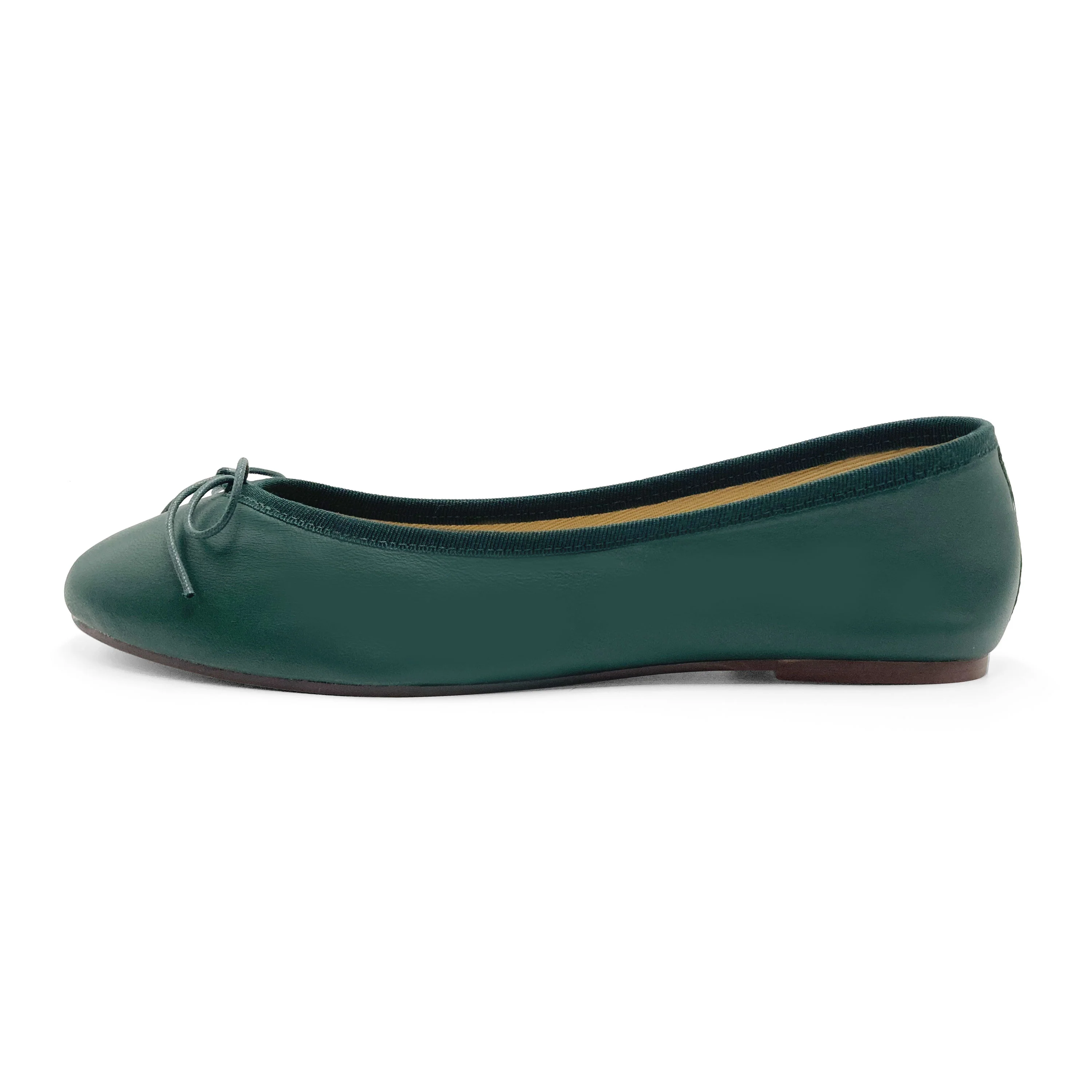 Bottle green leather ballet flats - Image 4
