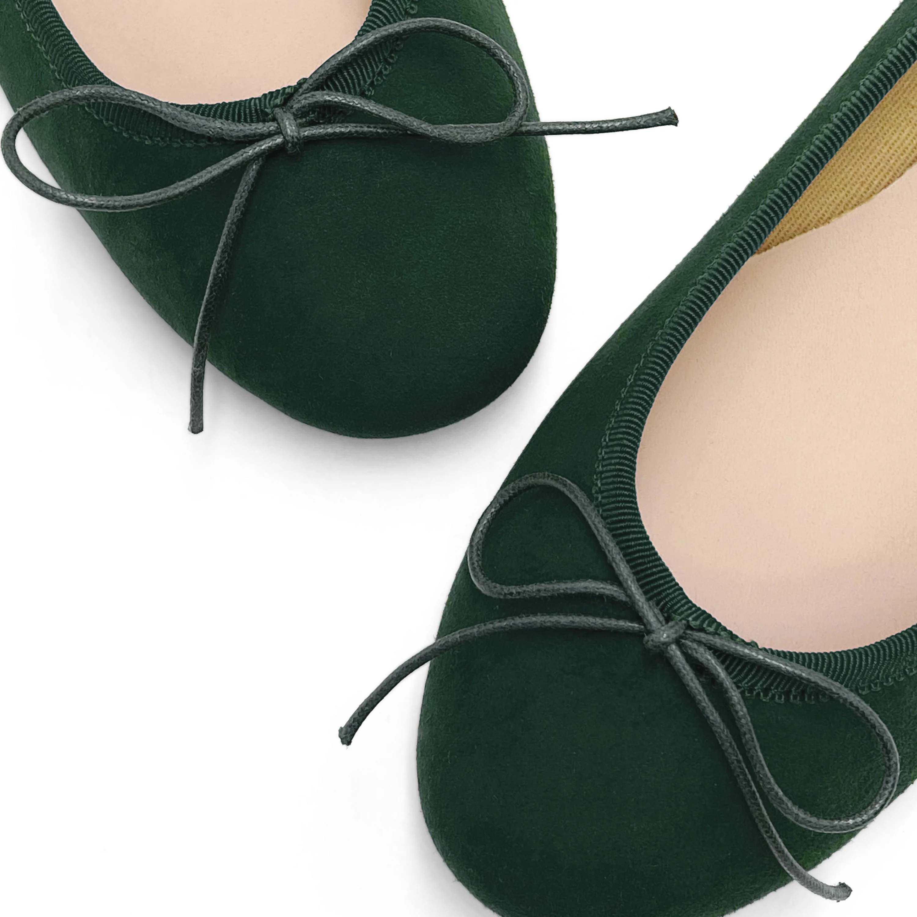 Bottle green suede ballet flats - Image 3