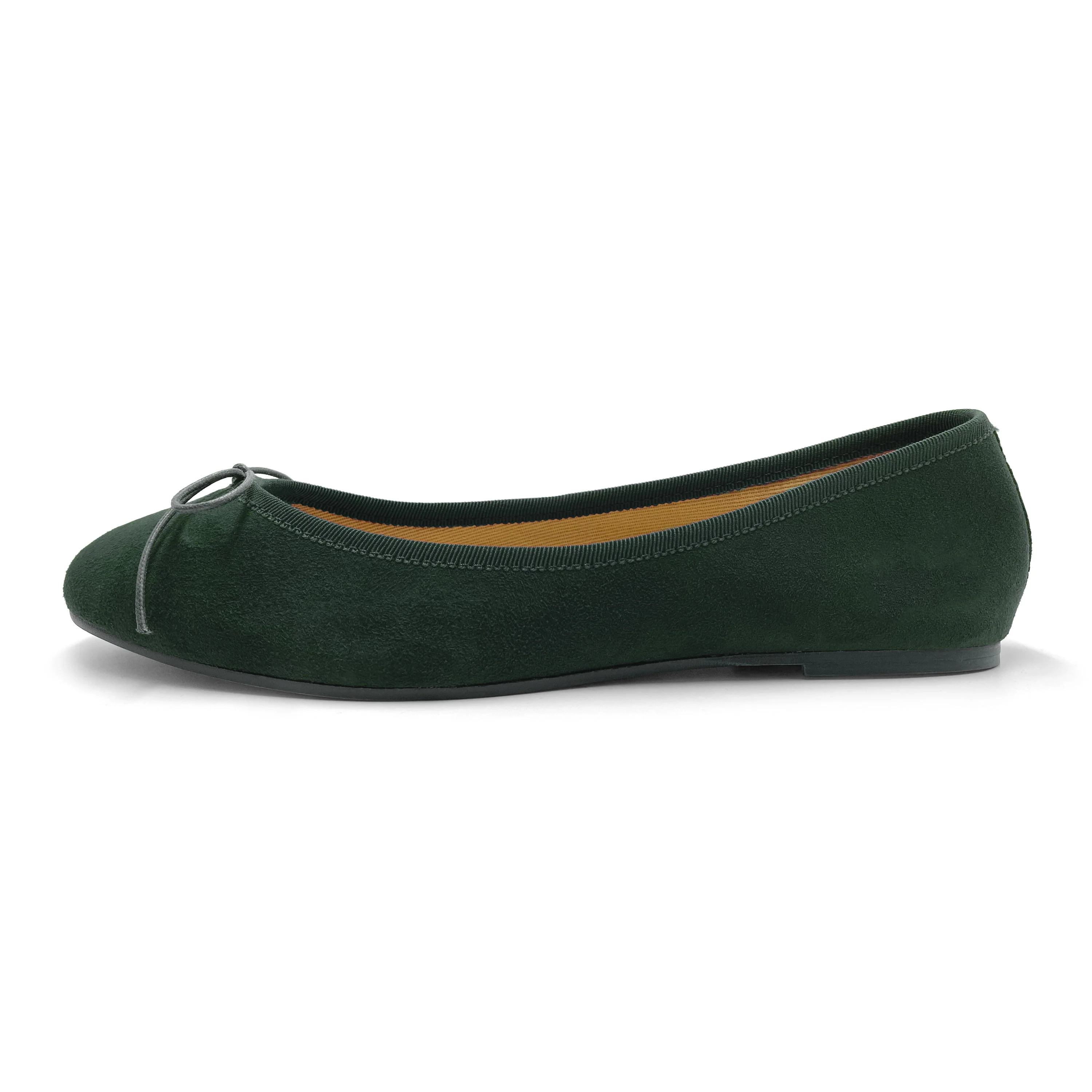 Bottle green suede ballet flats - Image 4