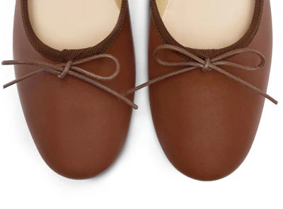 Brown leather high-vamp "glove shoes" ballet flats - Image 5