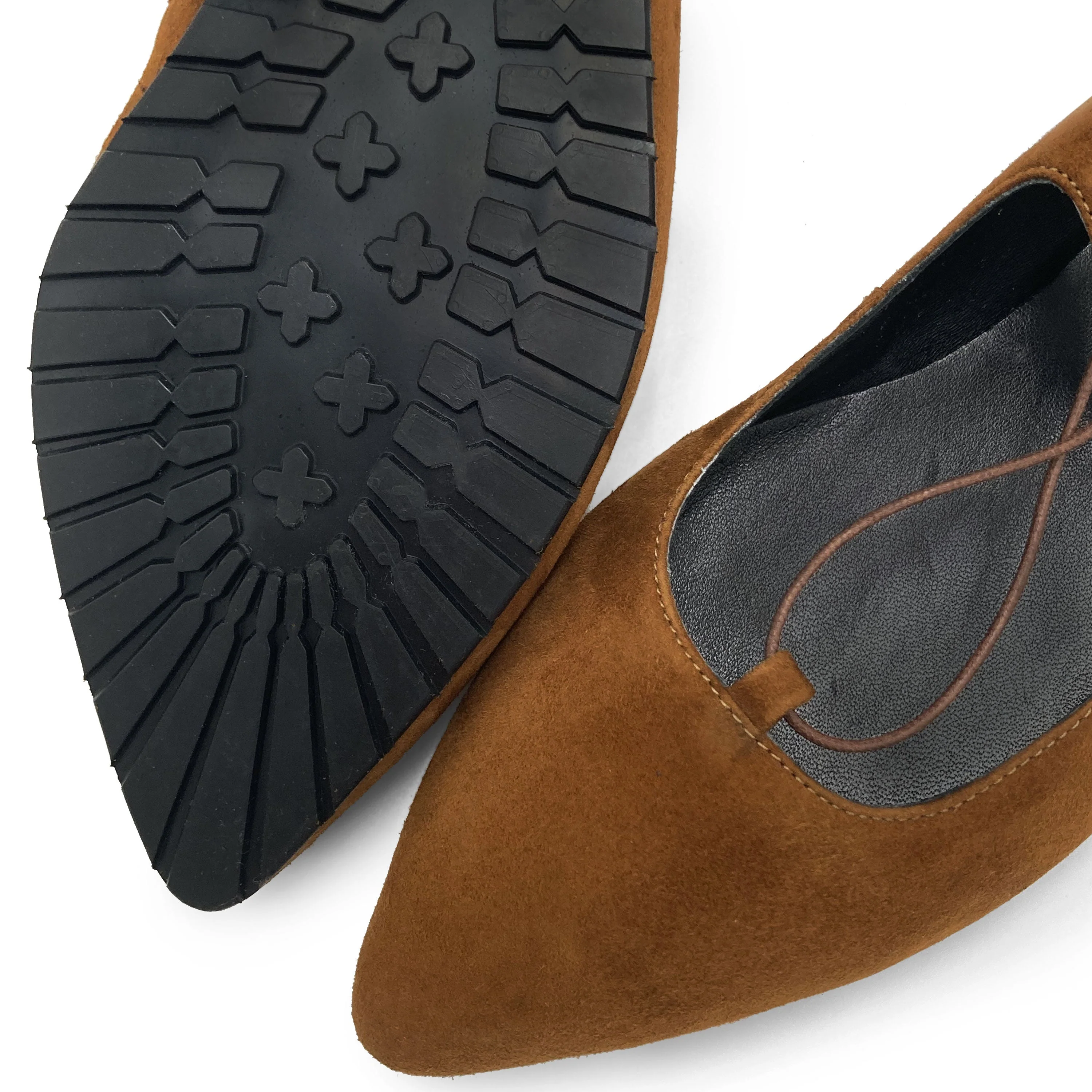 Brown suede ballet flats with straps - Image 3