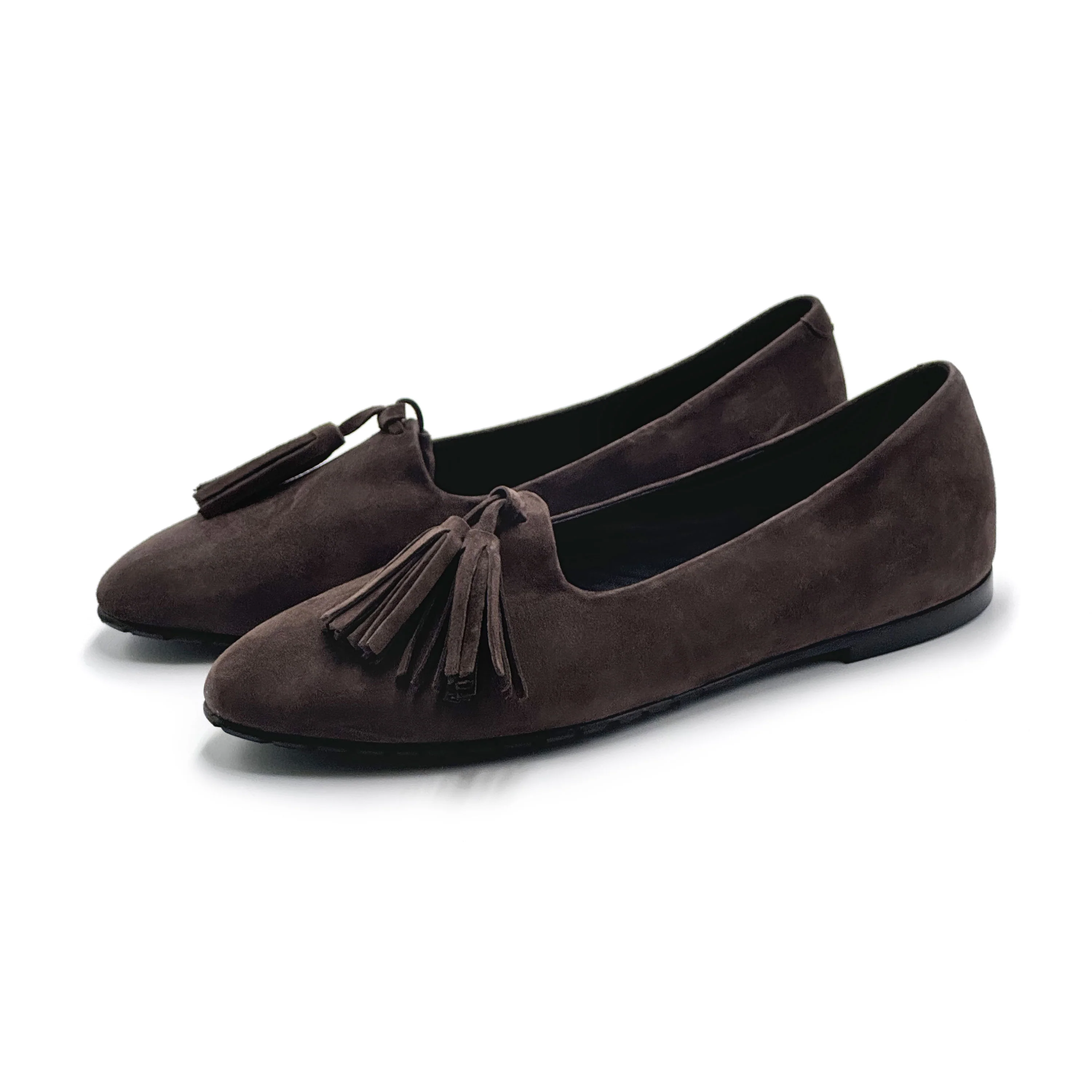 Brown suede women moccasins with tassels - Image 2
