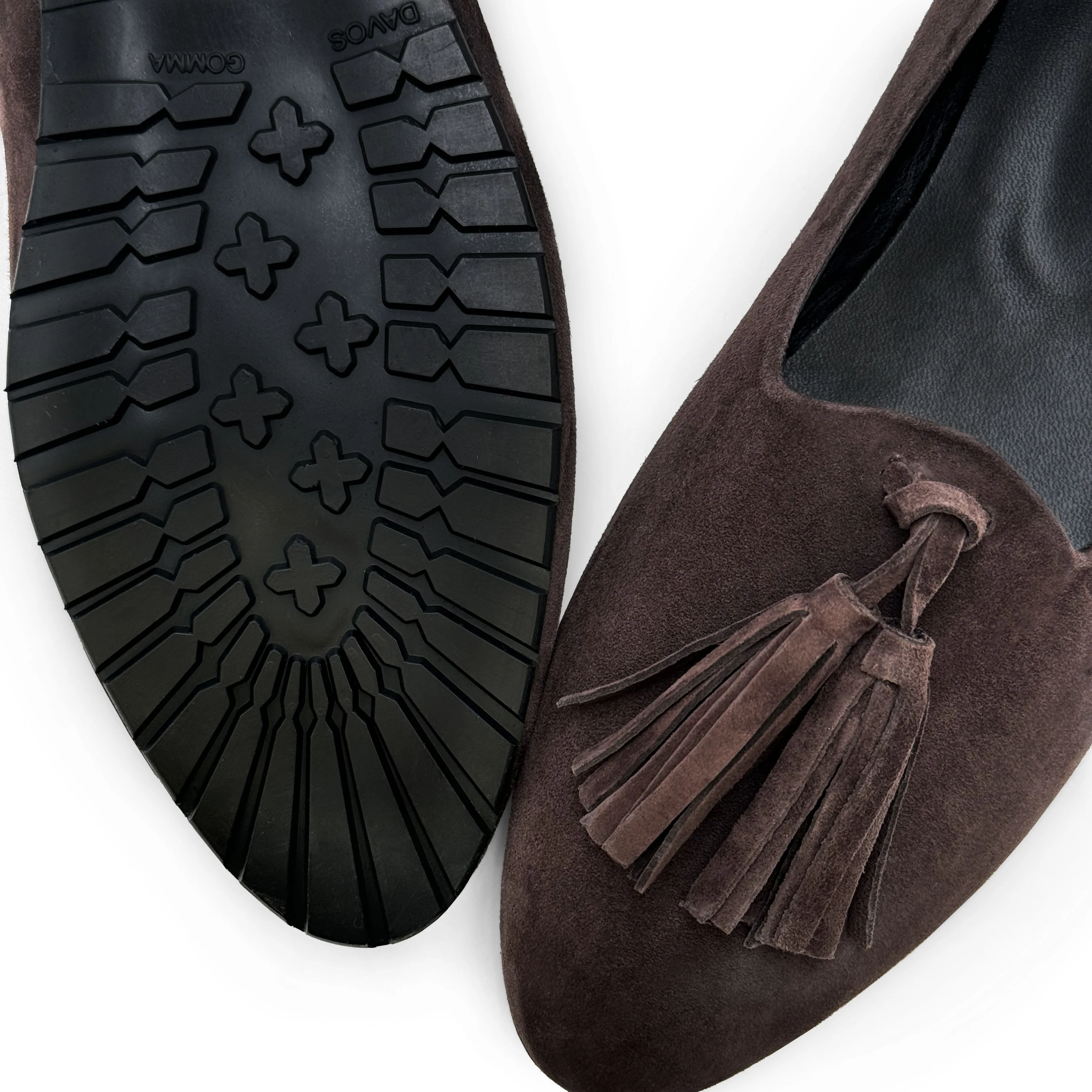 Brown suede women moccasins with tassels - Image 3