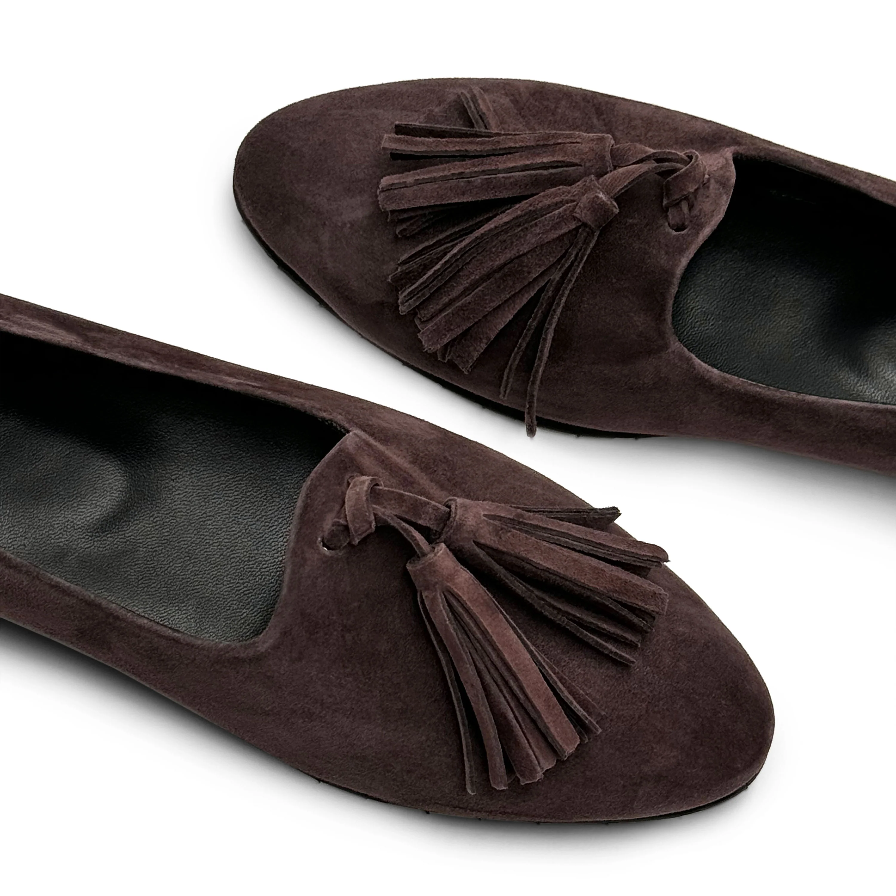 Brown suede women moccasins with tassels - Image 4