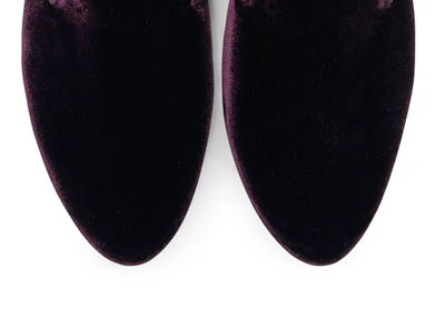 Burgundy velvet women loafers - Image 6