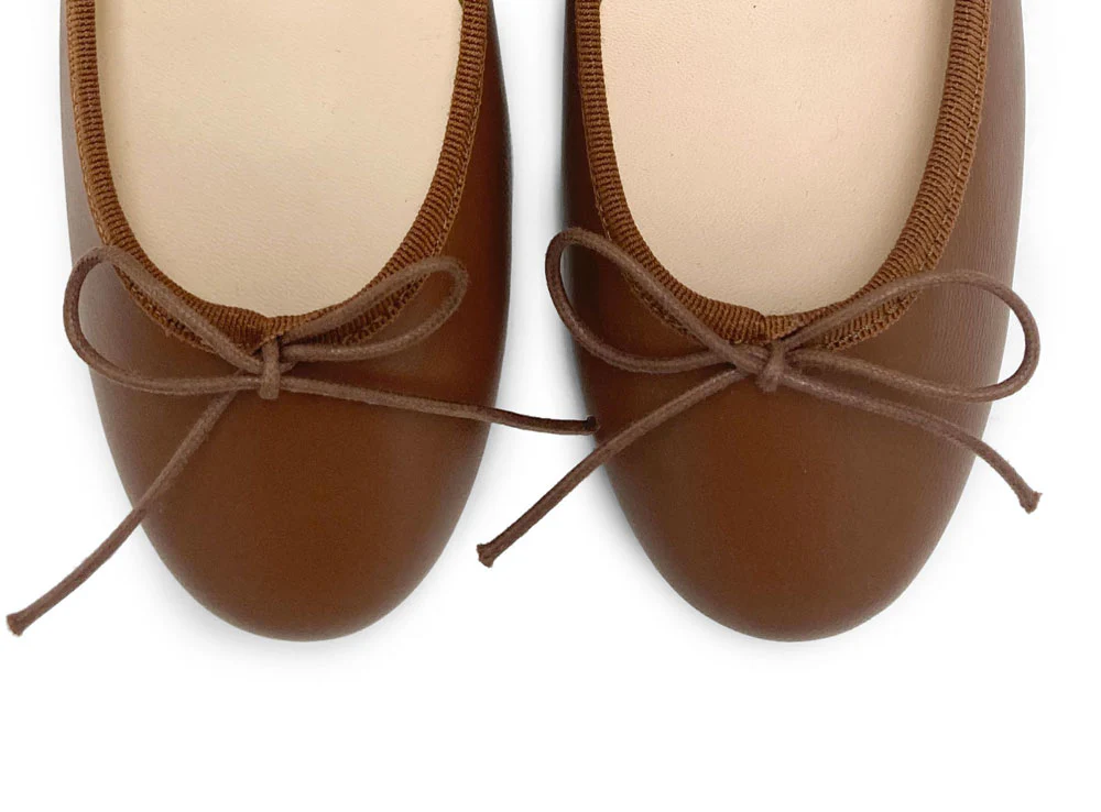 Chocolate Brown Leather Ballet Flats - Image 5