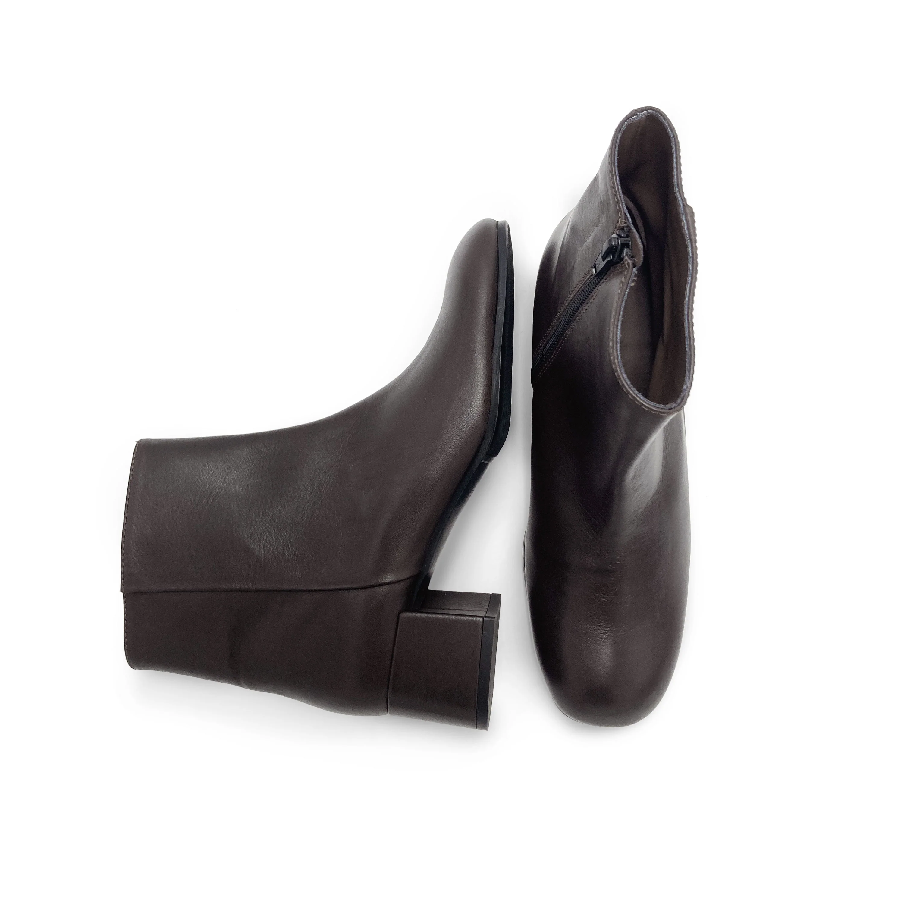Comfortable brown ankle boots with heels