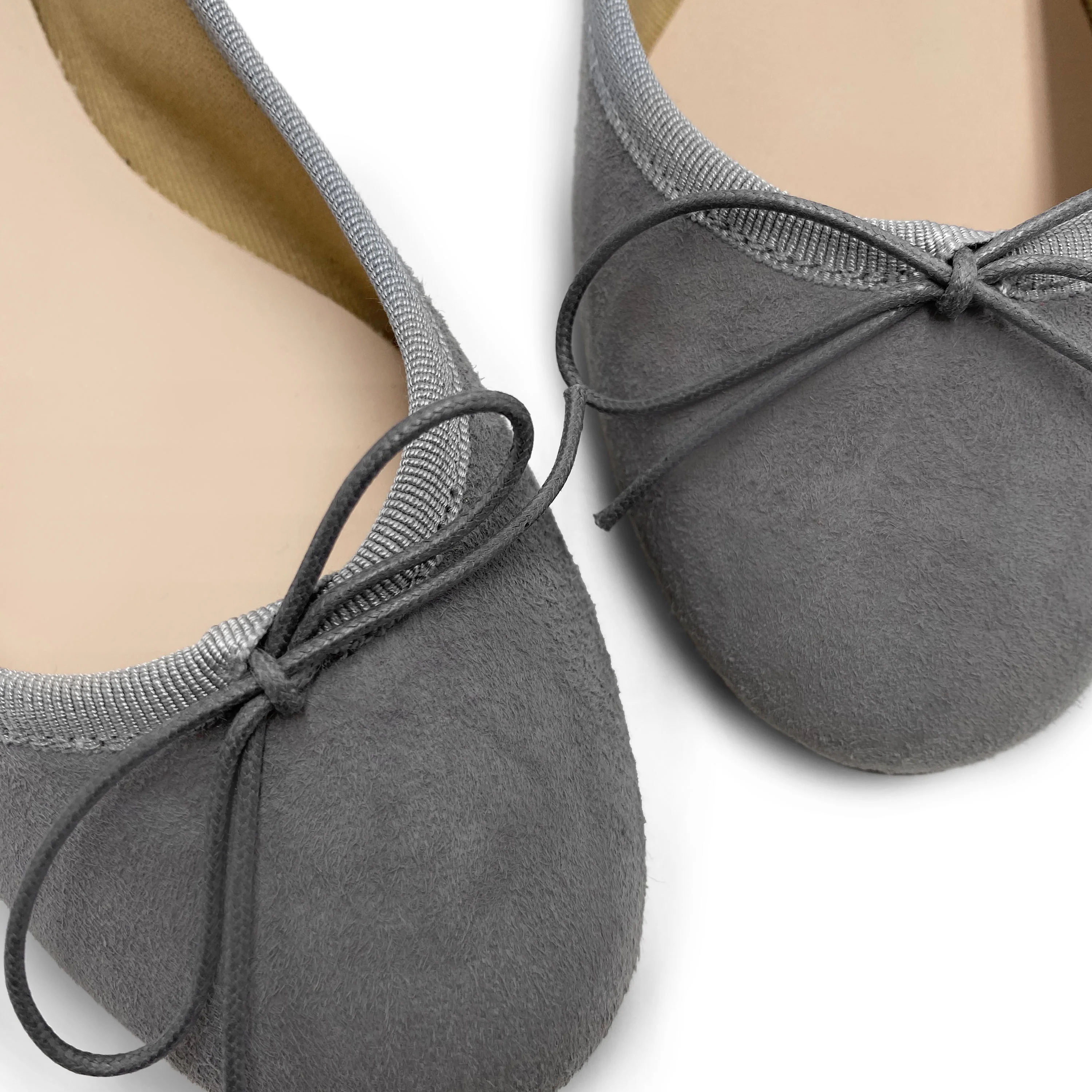 Dark gray suede ballet flats - Image 3
