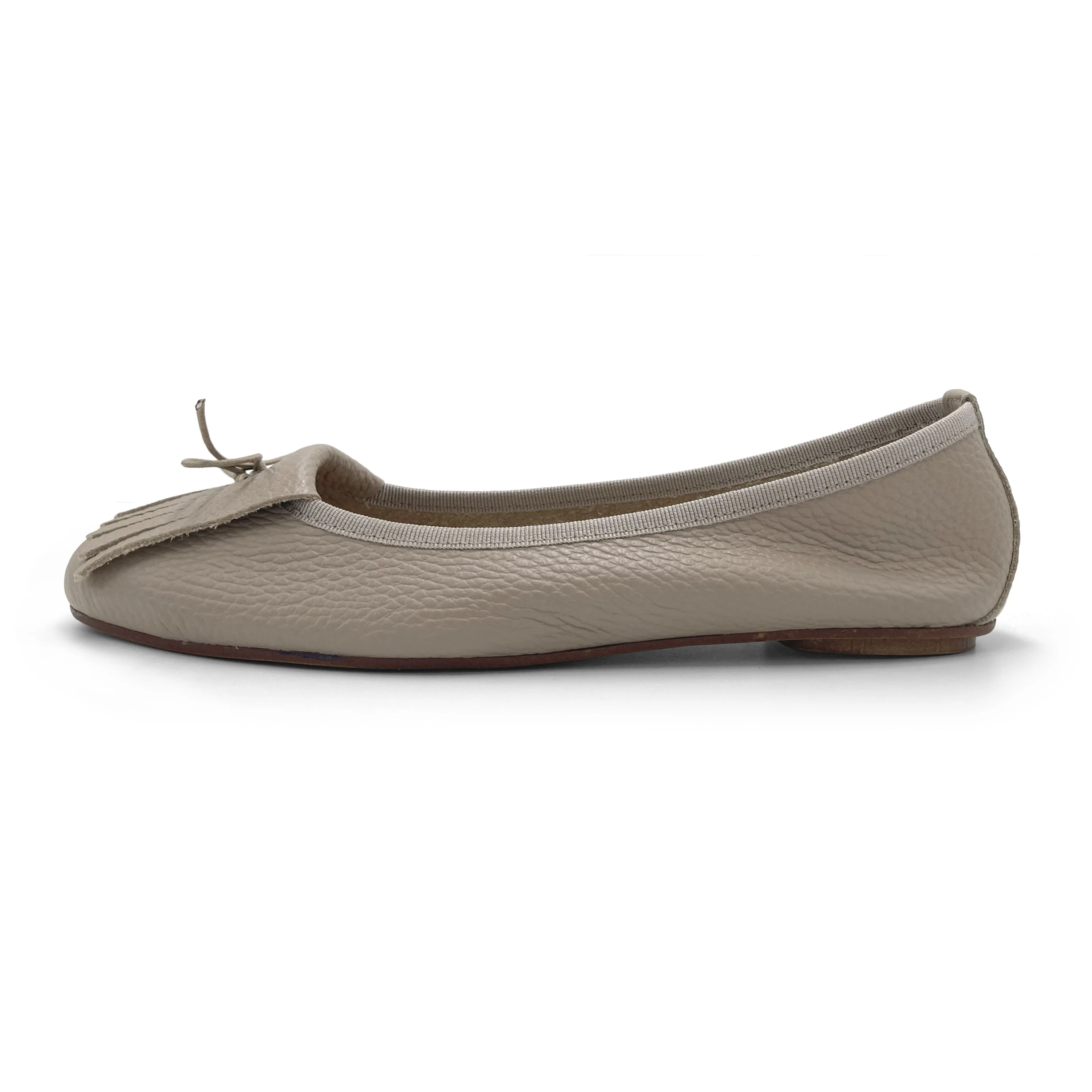 Dove Grey Leather Moccasins with Fringes - Image 4