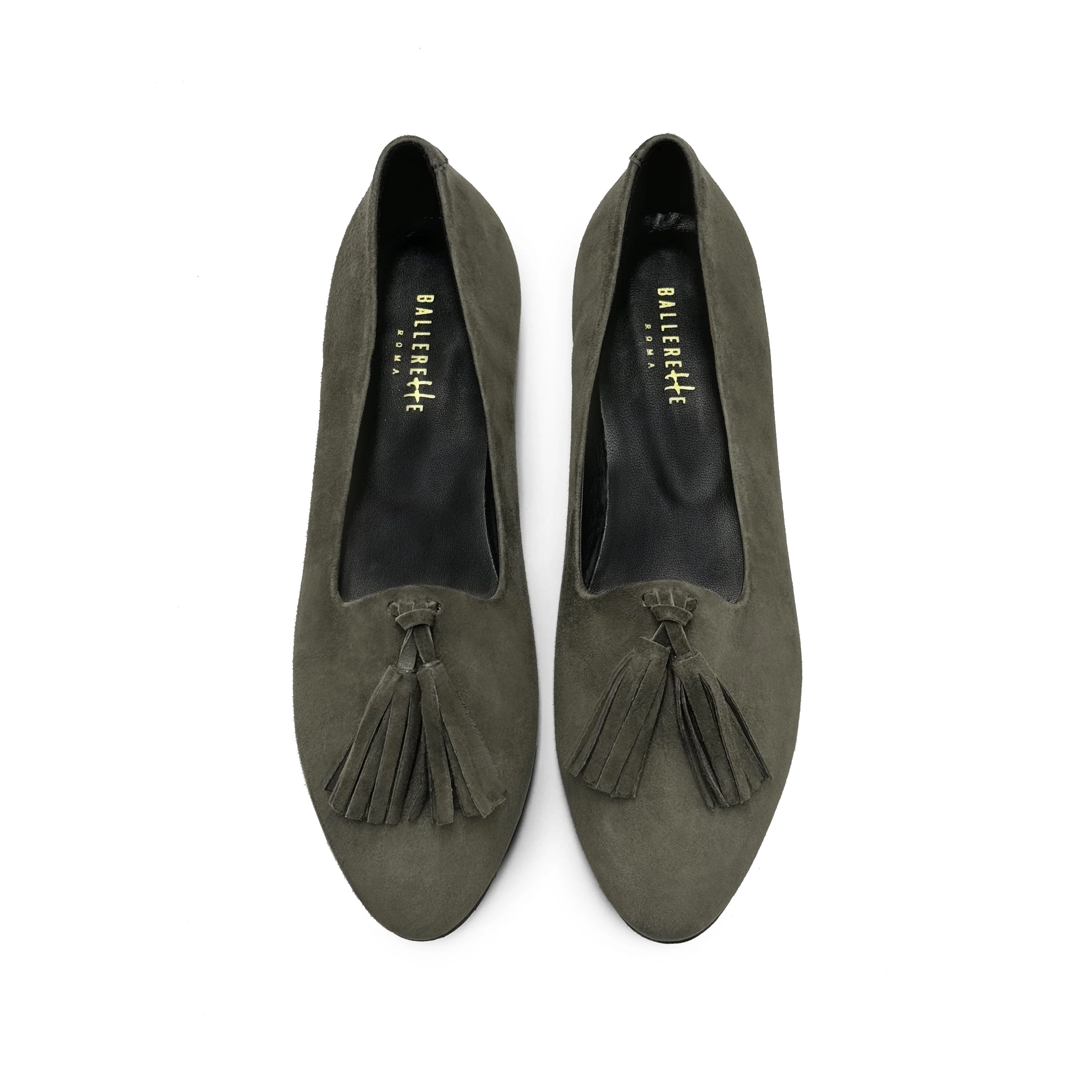 Forest green women moccasins with tassels